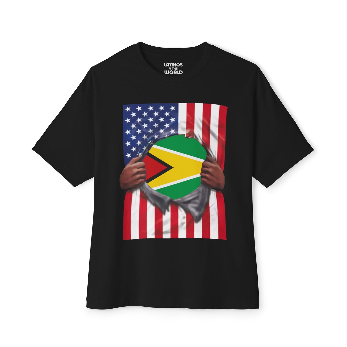 Guyana Flag + USA Flag Pride T-shirt | Guyanese + American Flag Rip 4th Of July | Funny Viral Latino Tees | Unisex - 4 Colors - Latinos 4 The World