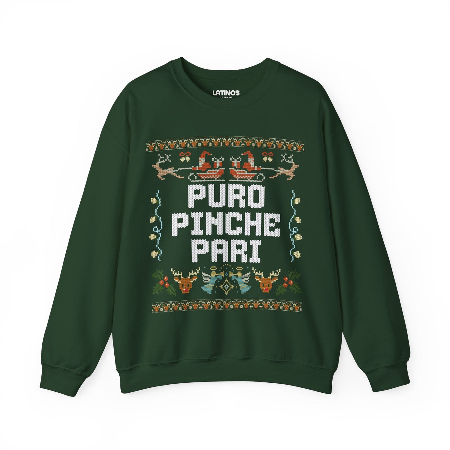Puro Pinche Pari Chingo Latino Ugly Christmas Sweater | Funny Bling | 3 Colors - Latinos 4 The World