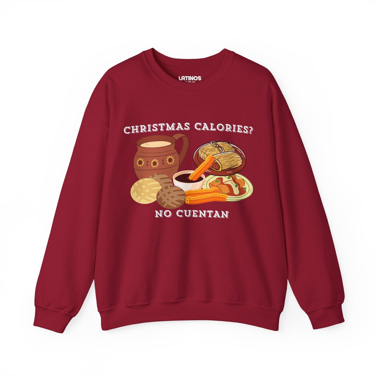 Christmas Calories No Cuentan Comfy Crewneck Sweater | Latino Holiday | 3 Colors - Latinos 4 The World