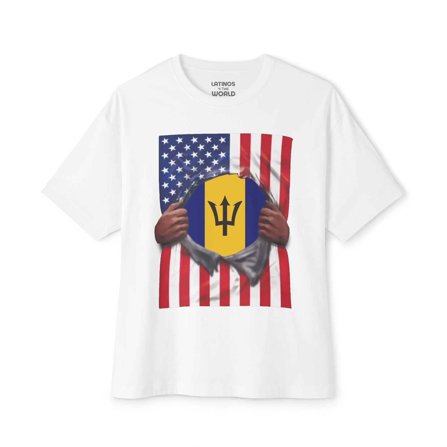Barbados + USA Flag T-shirt | Barbadian + American Flag Rip 4th Of July | Funny Latino Tees | 4 Colors - Latinos 4 The World