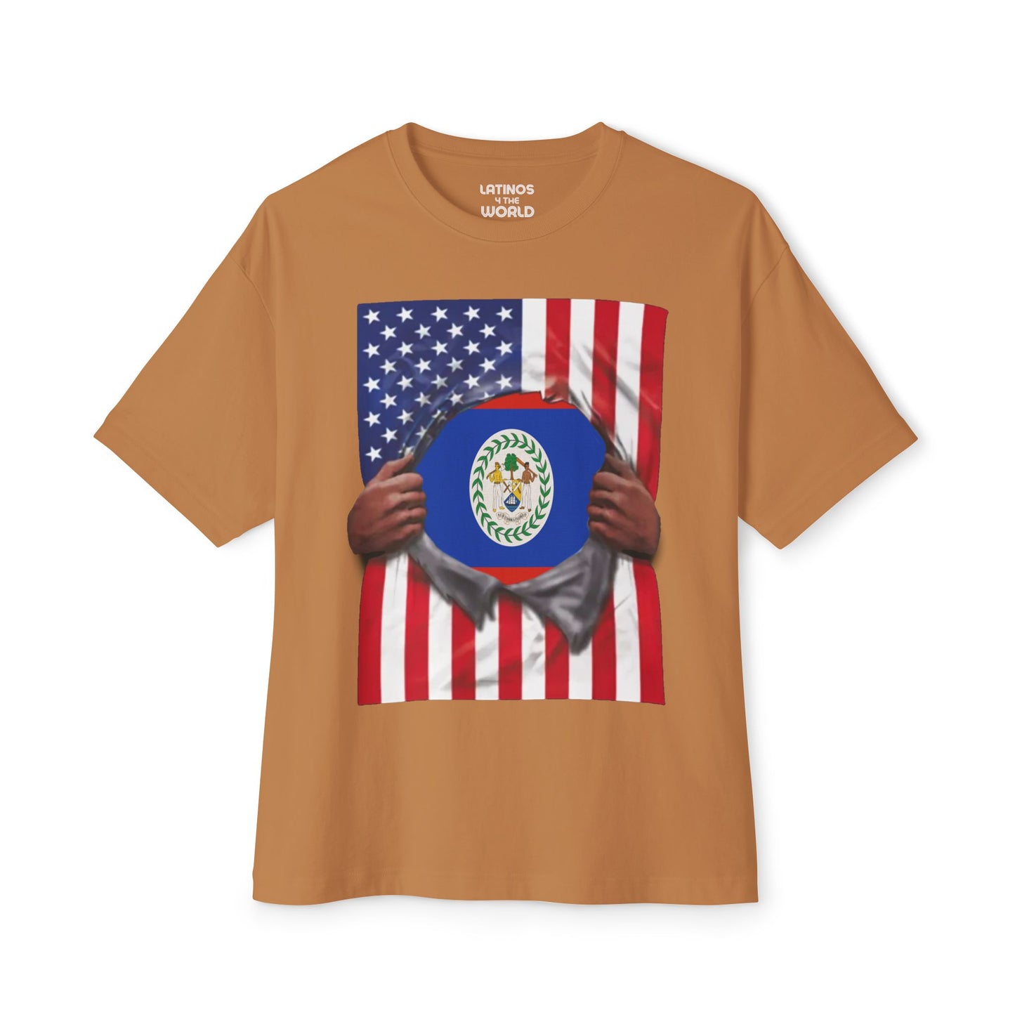 Belize Flag + USA Flag Pride T-shirt | Belizean + American Flag Rip 4th Of July | Funny Viral Latino Tees | Unisex - 4 Colors - Latinos 4 The World