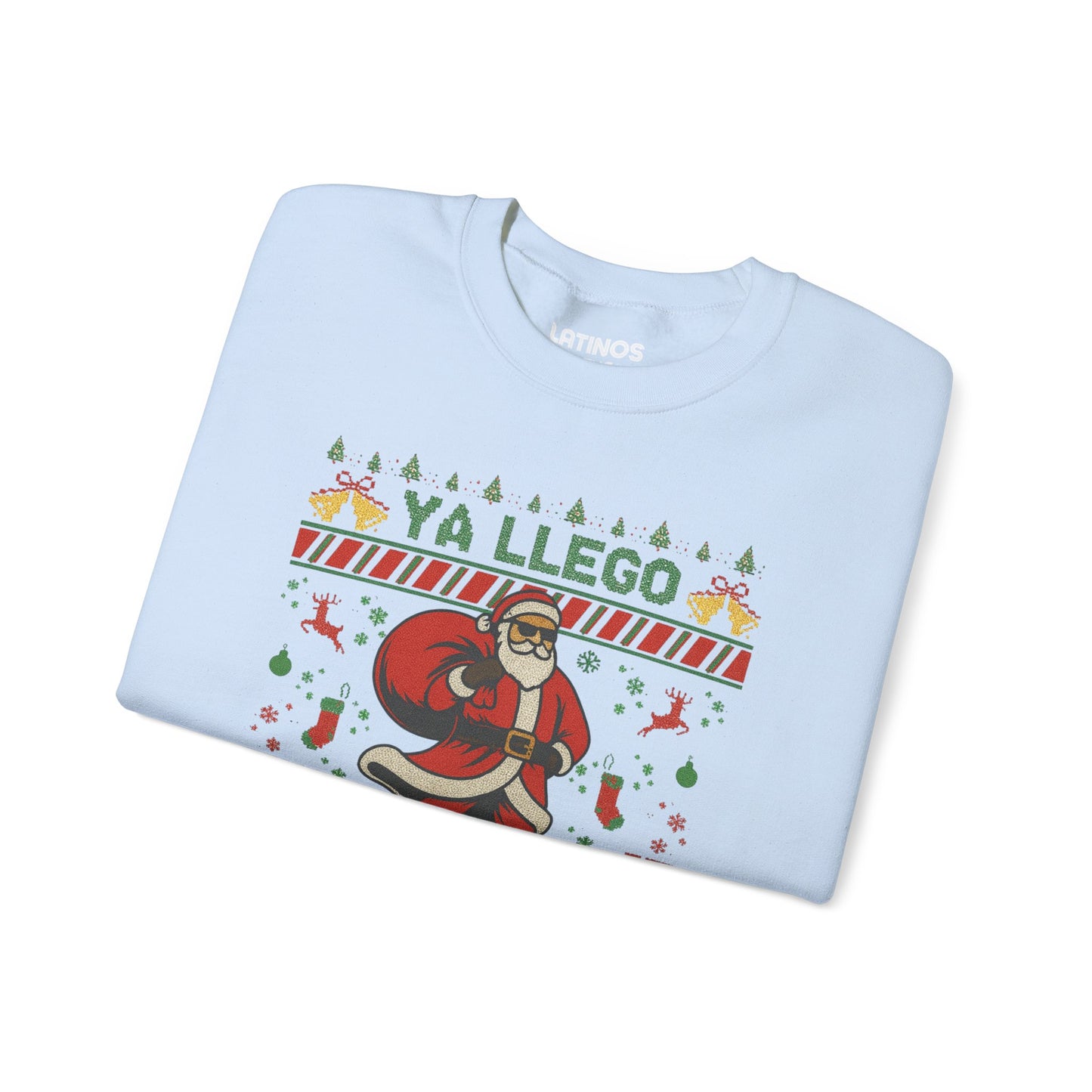 Ya Llegó Por Quien Lloraban Knit-Style Santa Christmas Crewneck Sweater | Funny Spanish Latino | 3 Colors