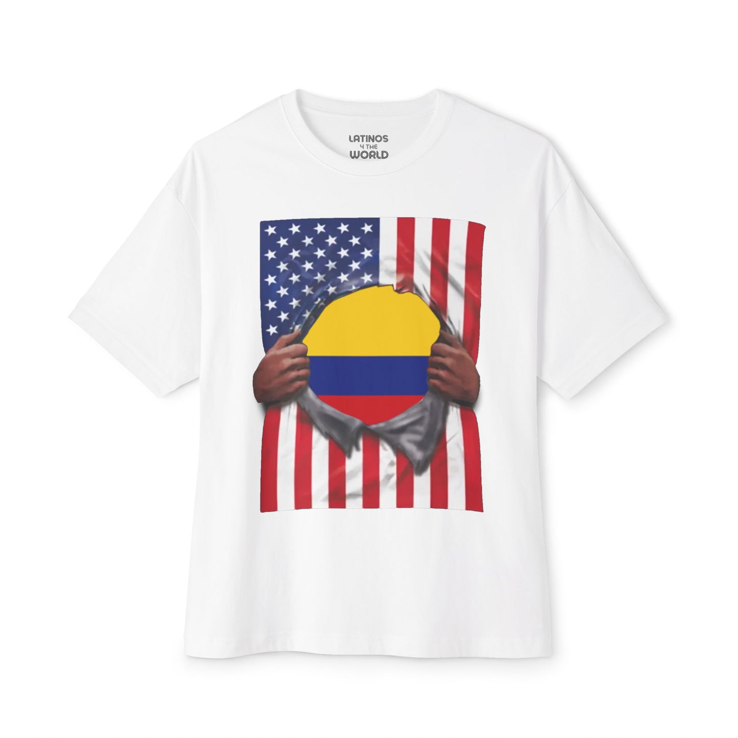 Colombia Flag + USA Flag Pride T-shirt | Colombian + American Flag Rip 4th Of July | Funny Viral Latino Tees | Unisex - 4 Colors - Latinos 4 The World