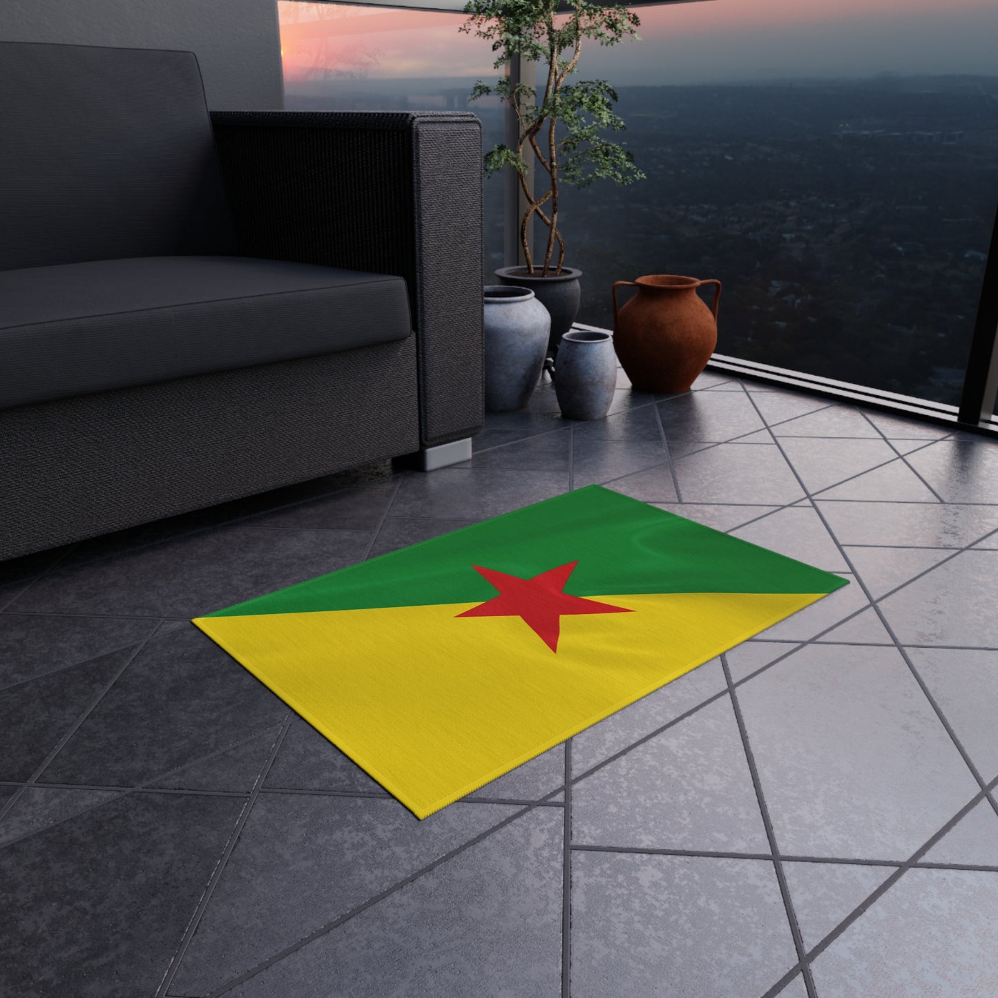 Flag Of French Guiana Outdoor Non-Slip Door Mat | Cayenne | Matoury | Kourou | Gift for French Guianans | 24"x36" - Latinos 4 The World