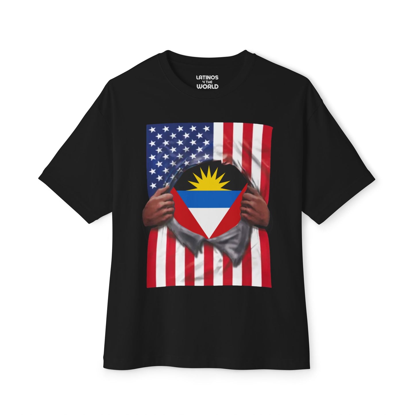 Antigua and Barbuda Flag T-shirt | Antiguan + American Flag Rip 4th Of July | Funny Latino Tees | 4 Colors - Latinos 4 The World