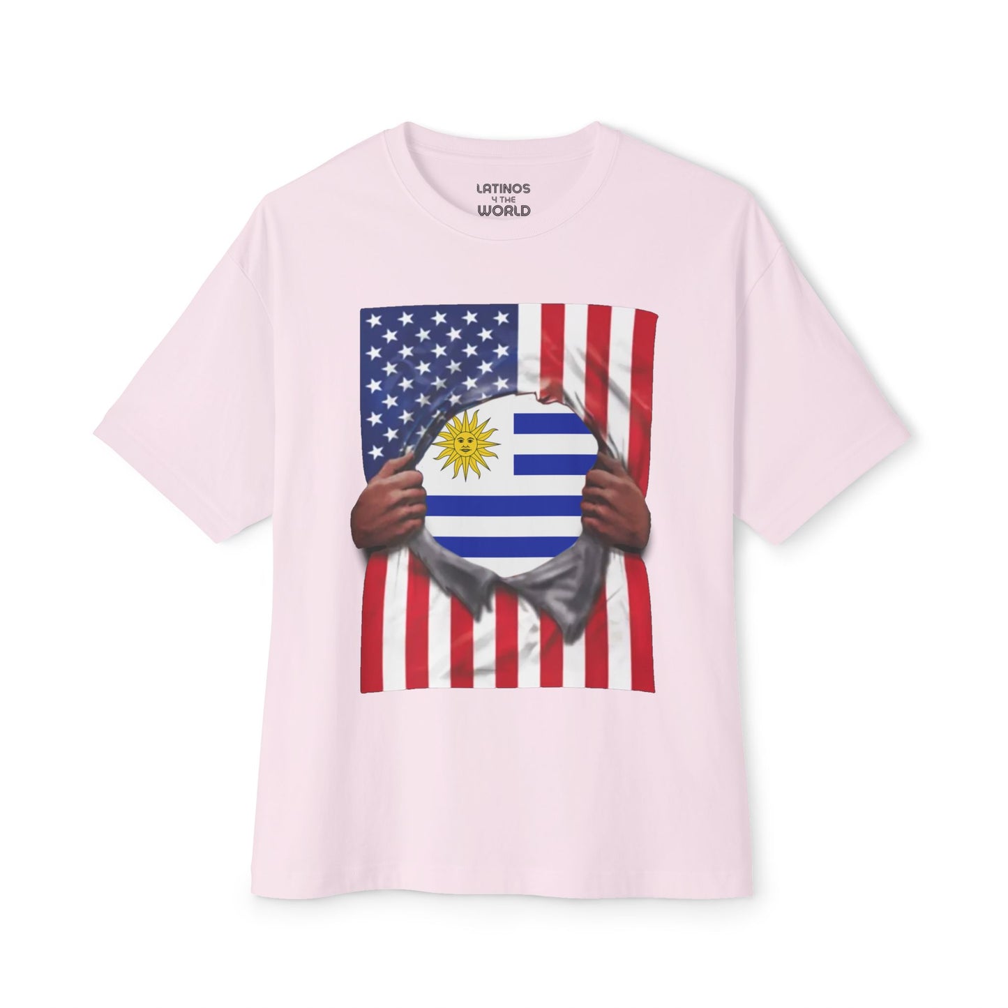 Uruguay Flag + USA Flag Pride T-shirt | Uruguayan + American Flag Rip 4th Of July | Funny Viral Latino Tees | Unisex - 4 Colors - Latinos 4 The World