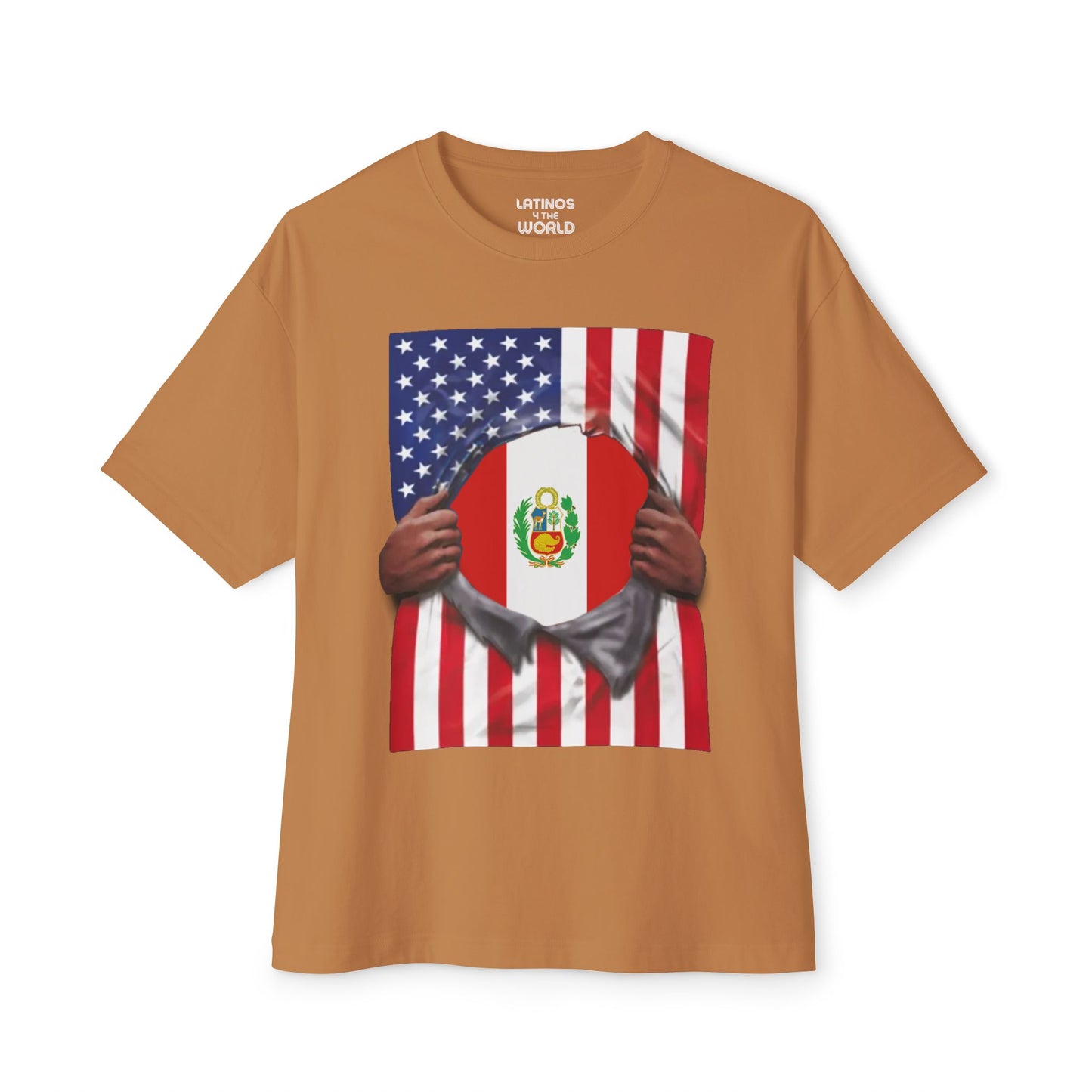Peru Flag + USA Flag Pride T-shirt | Peruvian + American Flag Rip 4th Of July | Funny Viral Latino Tees | Unisex - 4 Colors - Latinos 4 The World