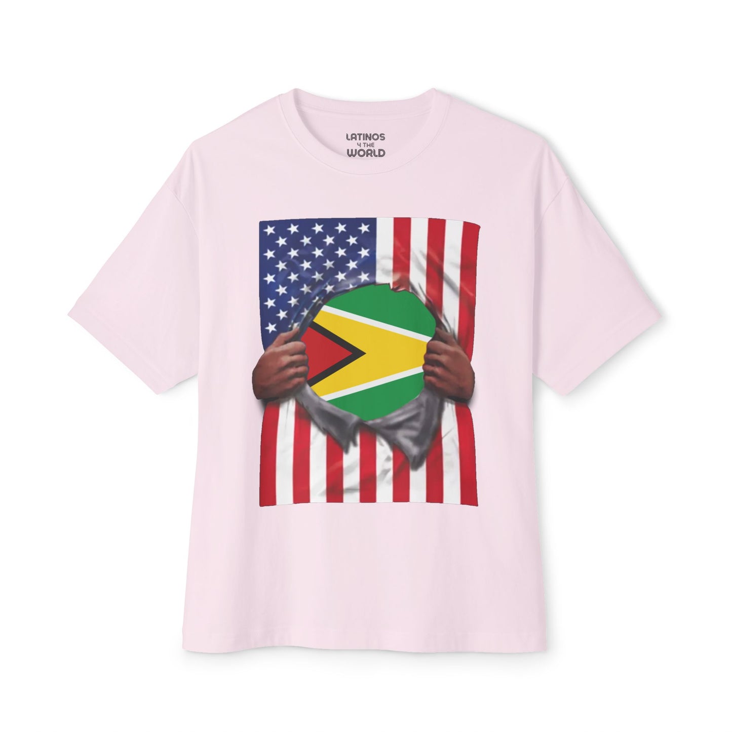 Guyana Flag + USA Flag Pride T-shirt | Guyanese + American Flag Rip 4th Of July | Funny Viral Latino Tees | Unisex - 4 Colors - Latinos 4 The World