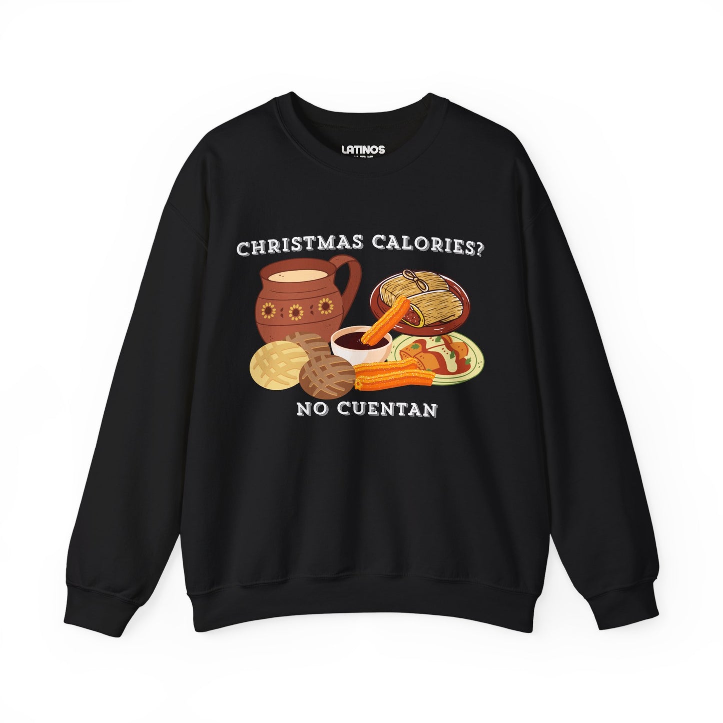 Christmas Calories No Cuentan Comfy Crewneck Sweater | Latino Holiday | 3 Colors - Latinos 4 The World