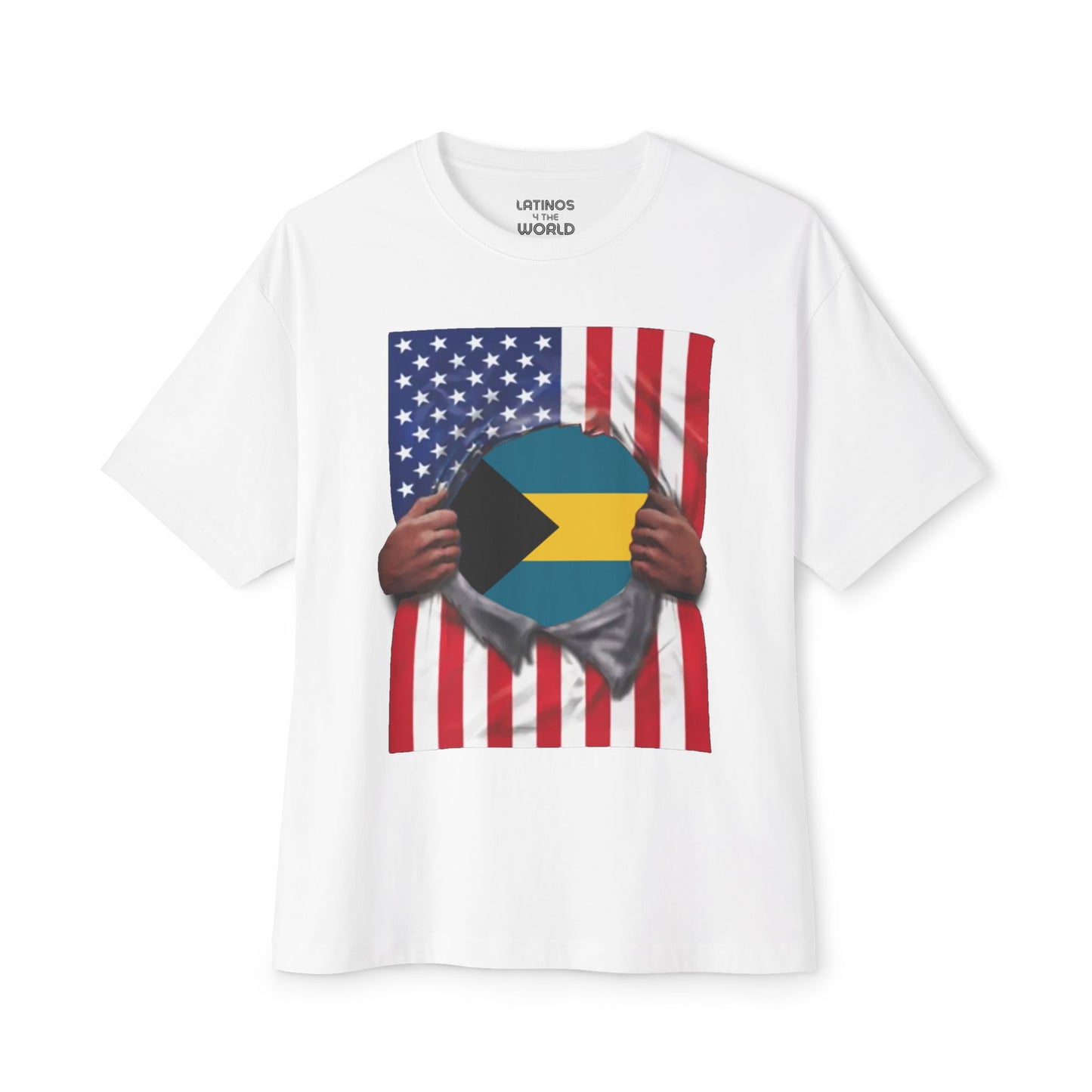 Bahamas + USA Flag T-shirt | Bahamian + American Flag Rip 4th Of July | Funny Latino Tees | 4 Colors - Latinos 4 The World
