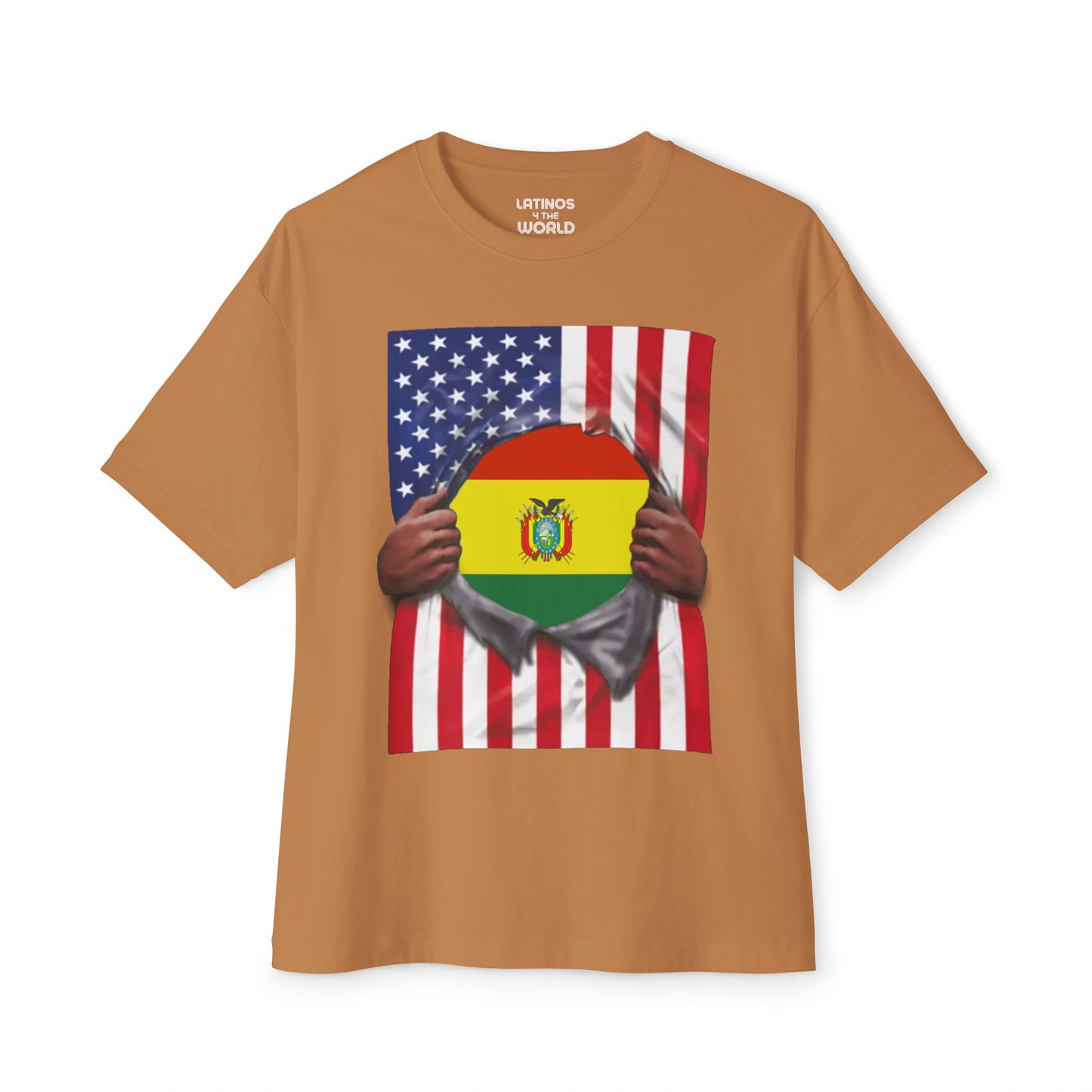 Bolivia Flag + USA Flag Pride T-shirt | Bolivian + American Flag Rip 4th Of July | Funny Viral Latino Tees | Unisex - 4 Colors - Latinos 4 The World