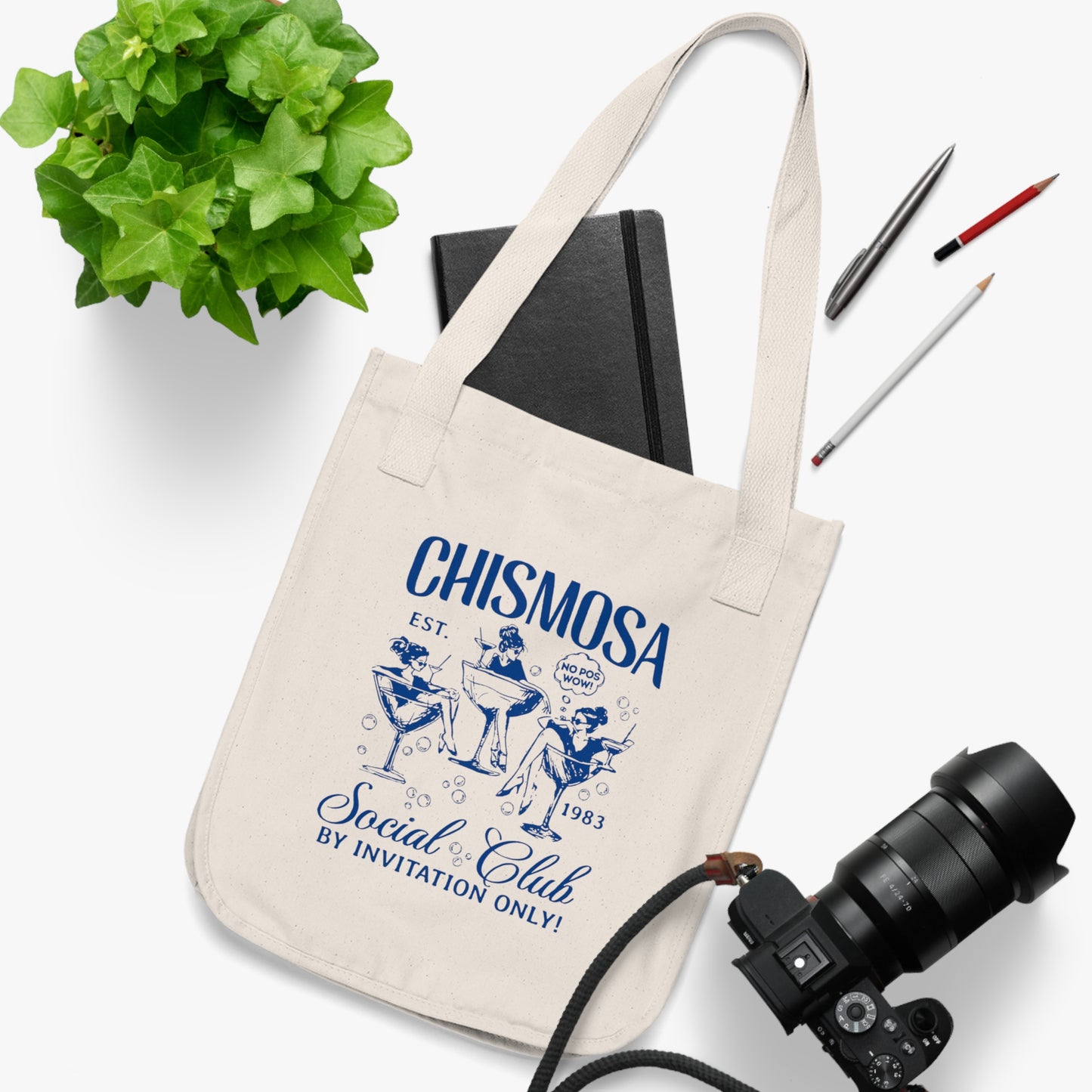 Chismosa Social Club Organic Canvas Tote Bag | No Pos Wow! By Invitation Only! | High Quality & Functional - Latinos 4 The World
