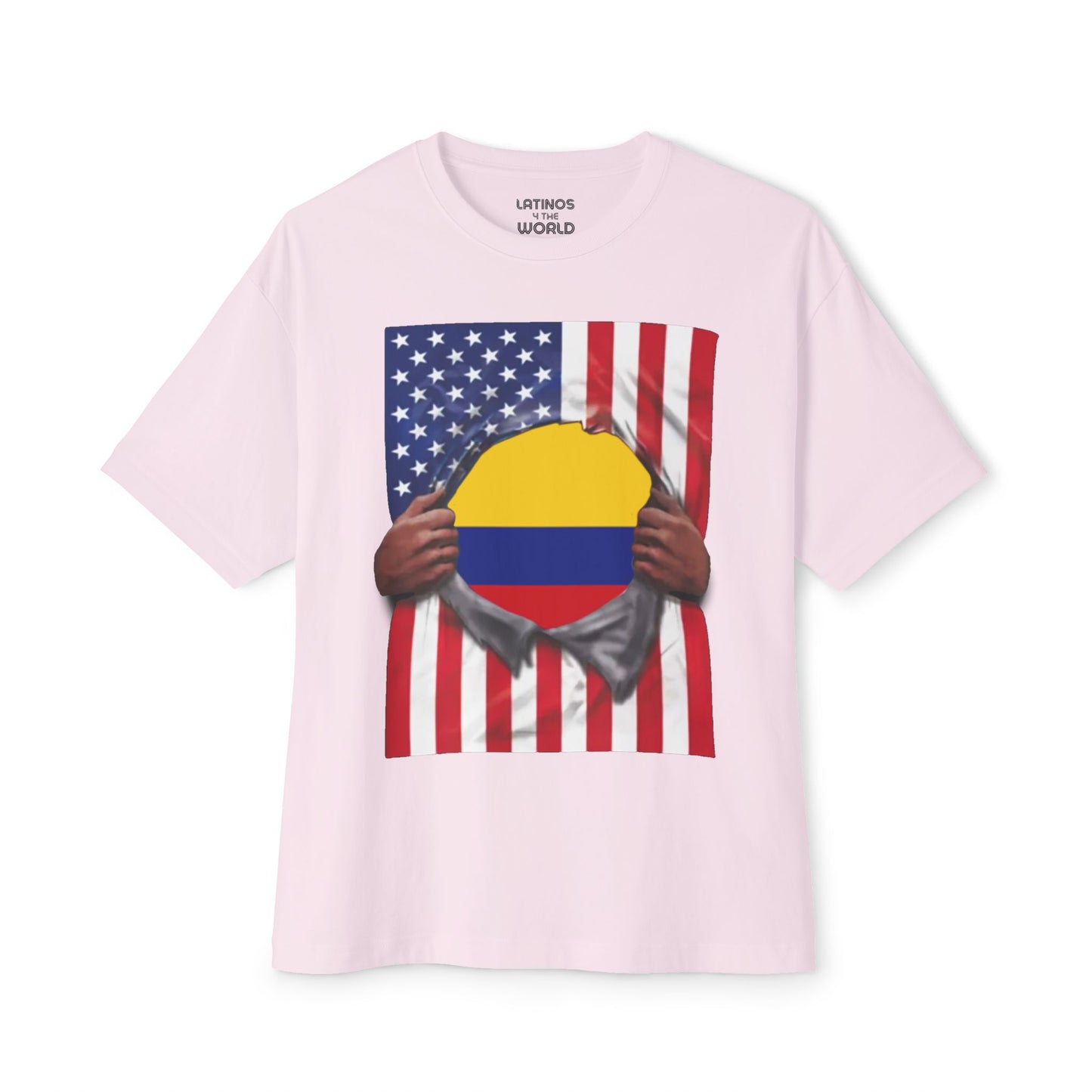 Colombia Flag + USA Flag Pride T-shirt | Colombian + American Flag Rip 4th Of July | Funny Viral Latino Tees | Unisex - 4 Colors - Latinos 4 The World