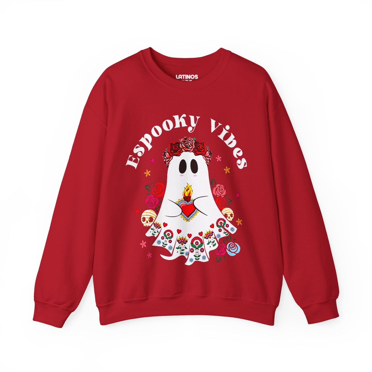 Espooky Vibes - Vibras Spooky Ghost Crewneck Sweater | Halloween, Boo Scary Spooky Horror Costume Latino | 3 Colors - Unisex - Latinos 4 The World