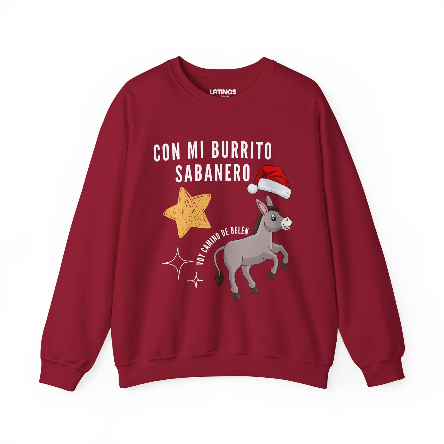 Con Mi Burrito Sabanero Voy Camino De Belen Navidad Christmas Sweater | 3 Colors - Latinos 4 The World