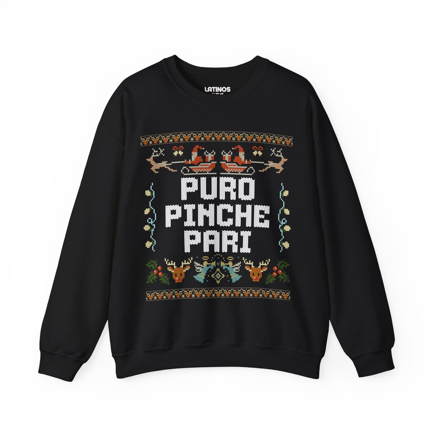 Puro Pinche Pari Chingo Latino Ugly Christmas Sweater | Funny Bling | 3 Colors - Latinos 4 The World