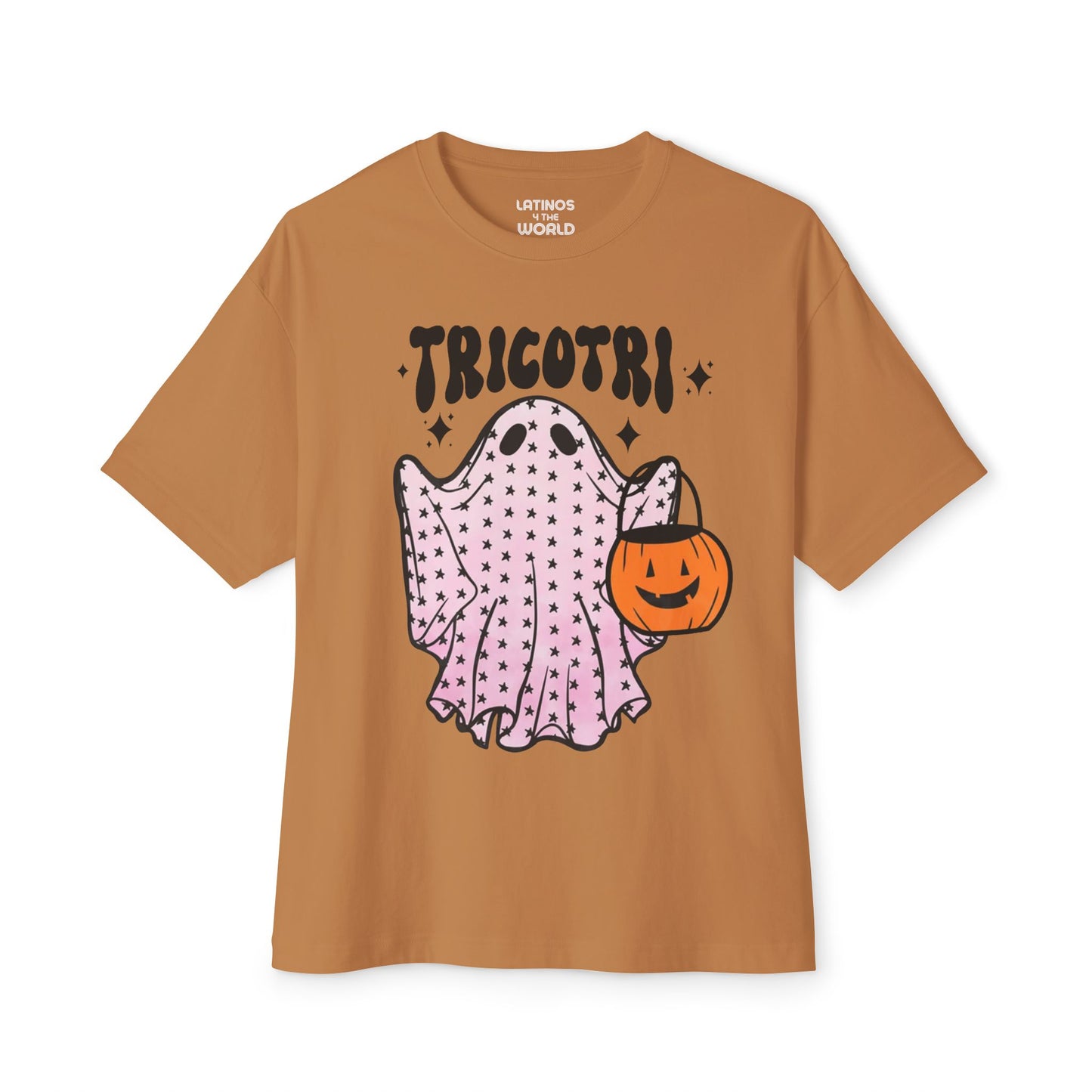 Trico Tri Latino Trick or Treat Ghost Pumpkin T-shirt | Halloween, Boo Scary Spooky Horror Costume Latino | Unisex - 3 Colors - Latinos 4 The World