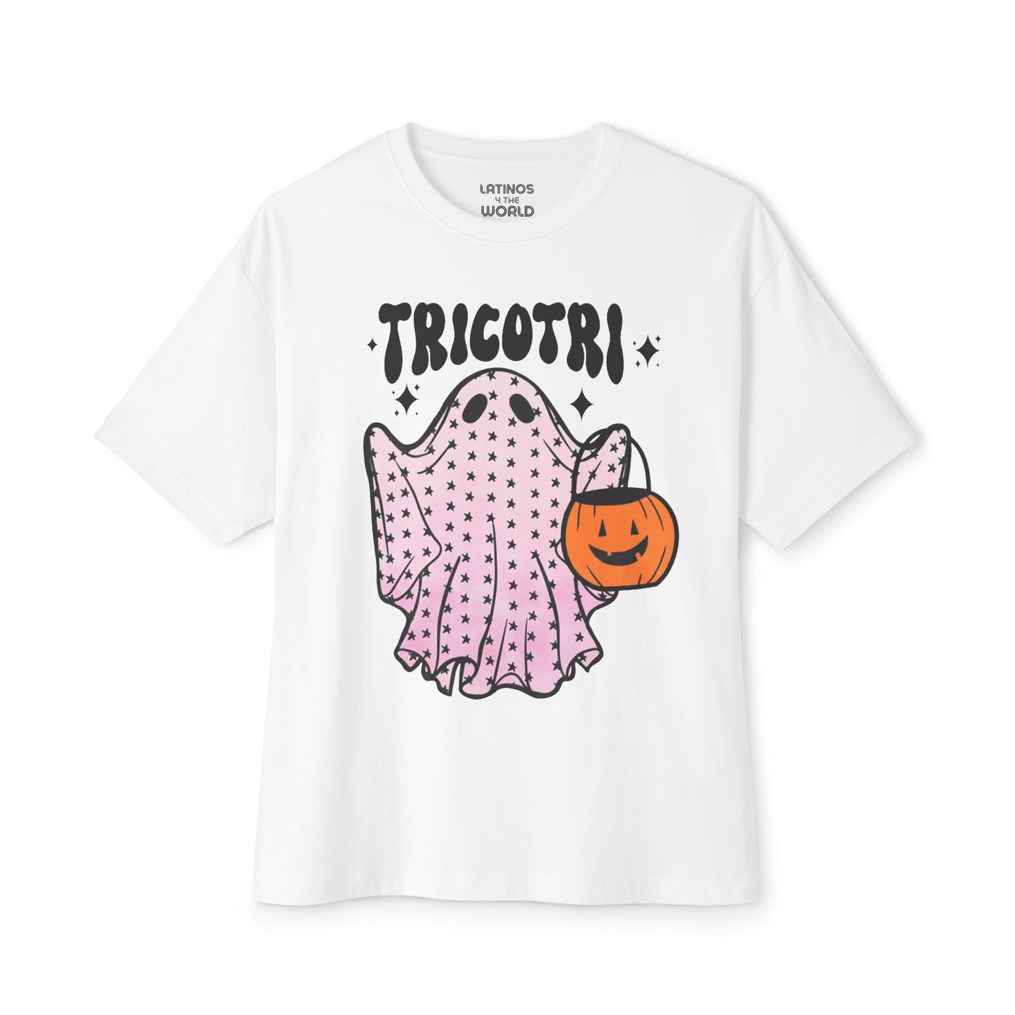 Trico Tri Latino Trick or Treat Ghost Pumpkin T-shirt | Halloween, Boo Scary Spooky Horror Costume Latino | Unisex - 3 Colors - Latinos 4 The World