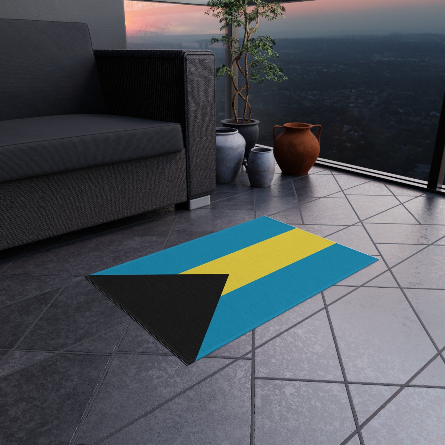 Flag Of Bahamas Outdoor Non-Slip Door Mat | Nassau | Bahamian Freeport | 24"x36" - Latinos 4 The World