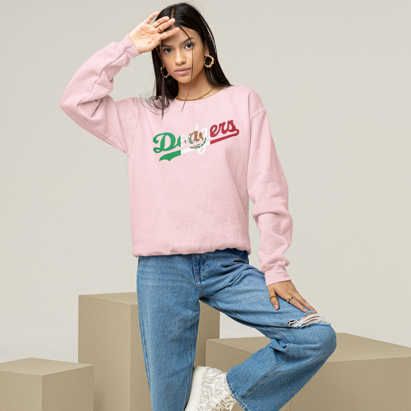Los Angeles Mexican Pride Dodger Crewneck Sweatshirt | World Series 2024 LA Champions Baseball | Funny Latino | 3 Colors - Latinos 4 The World