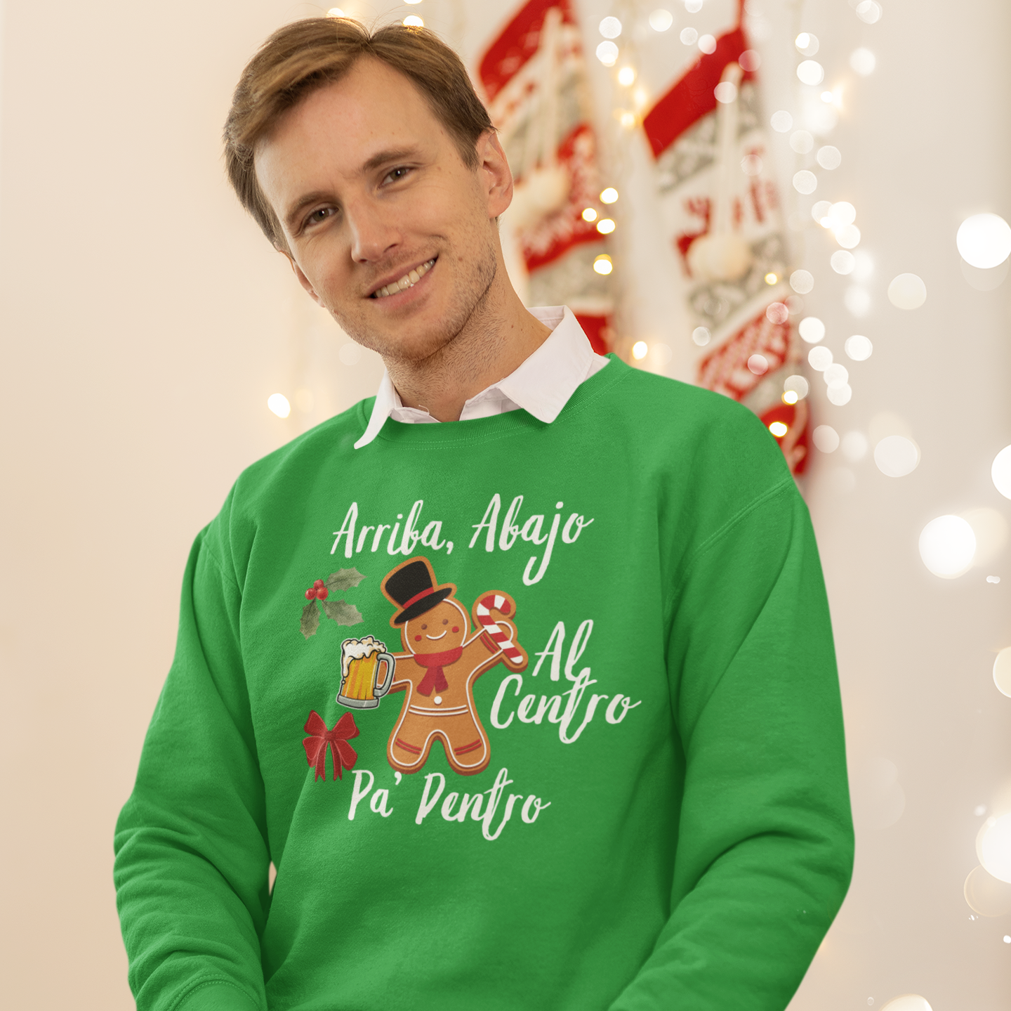 Arriba, Abajo, Al Centro, Pa' Dentro Comfy Christmas Crewneck Sweater | Latino - Latinos 4 The World