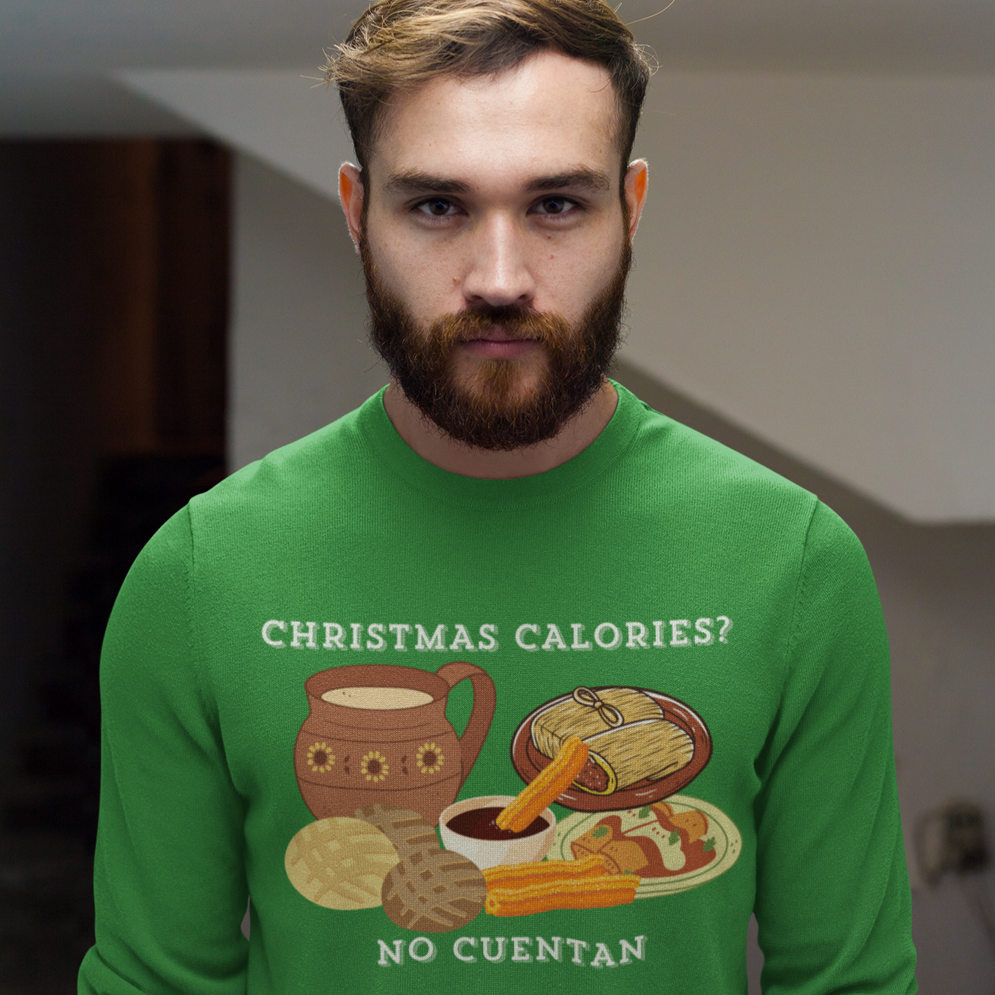 Christmas Calories No Cuentan Comfy Crewneck Sweater | Latino Holiday | 3 Colors - Latinos 4 The World