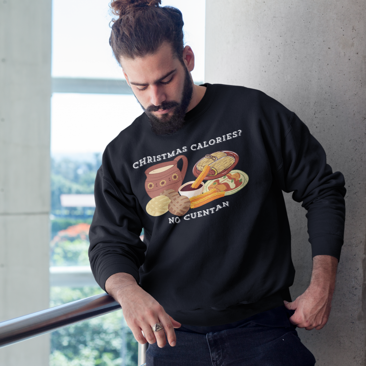 Christmas Calories No Cuentan Comfy Crewneck Sweater | Latino Holiday | 3 Colors - Latinos 4 The World