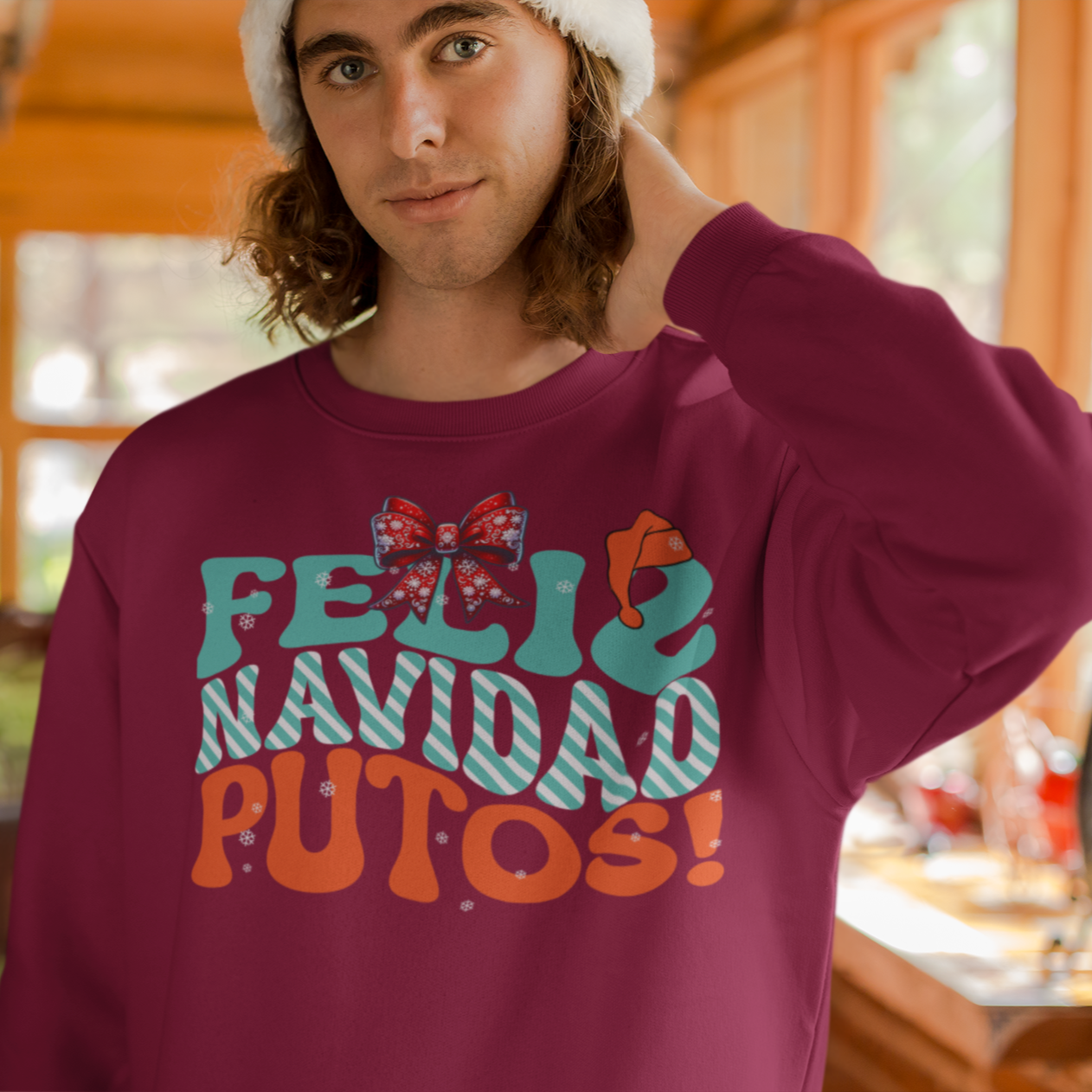 Feliz Navidad Putos! Christmas Comfy Crewneck Sweater | Latino Holiday 3 Colors - Latinos 4 The World