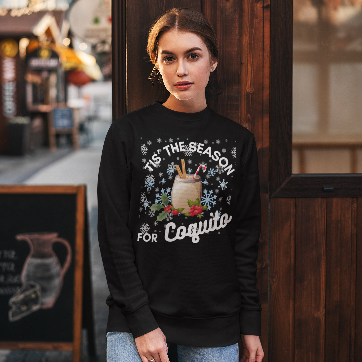 Tis The Season For Coquito Navidad Boricua Christmas Crewneck Sweater | 3 Colors - Latinos 4 The World