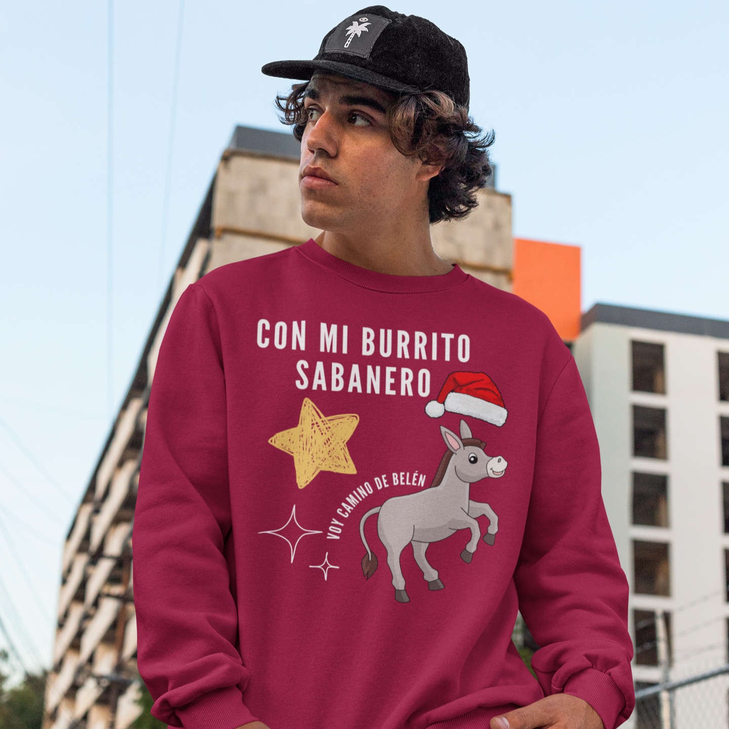 Con Mi Burrito Sabanero Voy Camino De Belen Navidad Christmas Sweater | 3 Colors - Latinos 4 The World