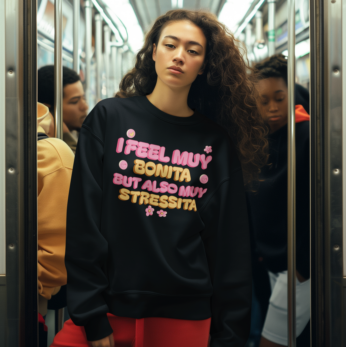 I Feel Muy Bonita But Also Muy Stressita Latina Comfy Sweater | Girly Funny Latino Sayings | 3 Colors - Latinos 4 The World