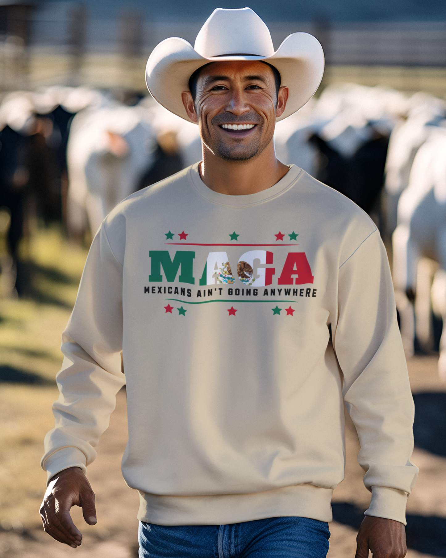 Mexicans Ain't Going Anywhere V1 Fleece-Lined Crewneck Sweater | Latino Pride Funny Viral Tees | 3 Colors - Latinos 4 The World