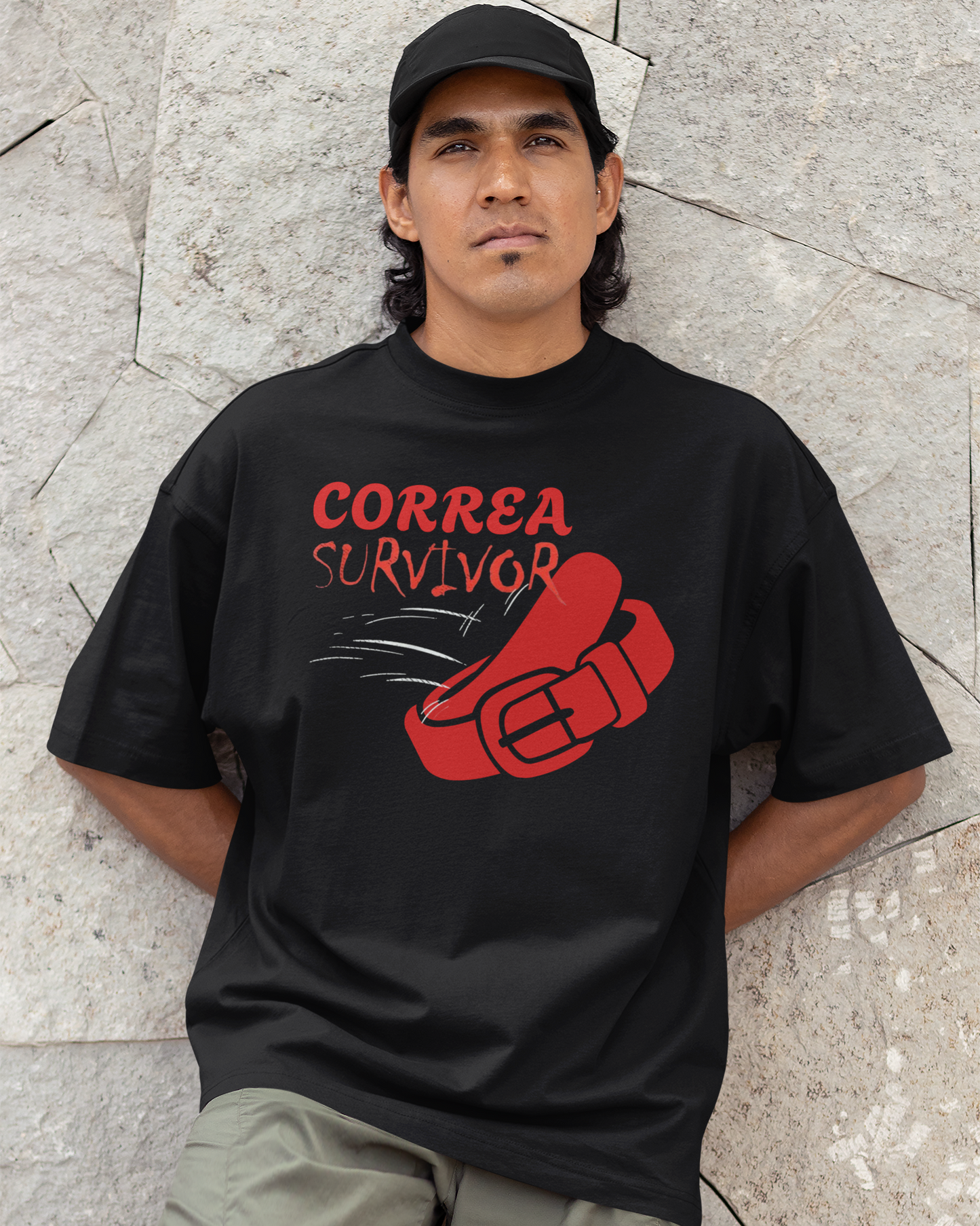Correa Belt Survivor T-shirt | Chancleta Cinturon Joke Design Latino Pride Funny Viral Tees