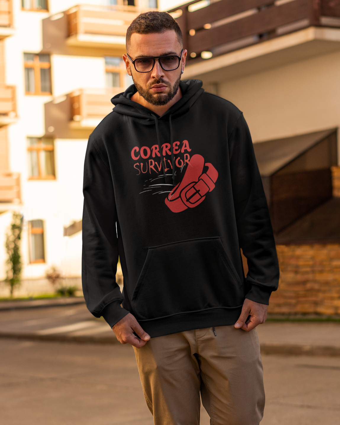 Correa Belt Survivor Comfy Warm Hoodie | Chancleta Cinturon Joke Latino Pride Funny Fleece-Lined | Latinos 4 The World