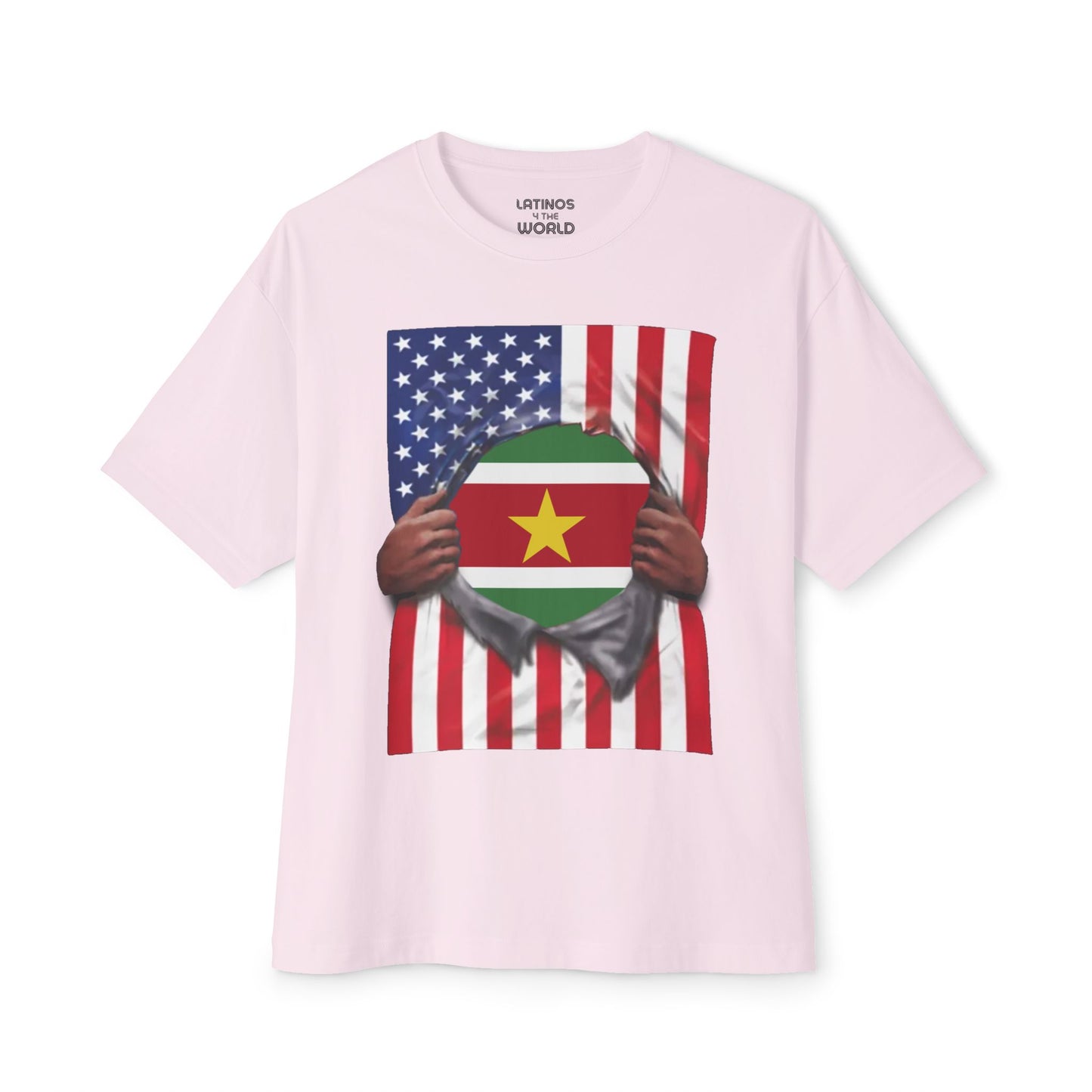 Suriname Flag + USA Flag Pride T-shirt | Surinamese + American Flag Rip 4th Of July | Funny Viral Latino Tees | Unisex - 4 Colors - Latinos 4 The World