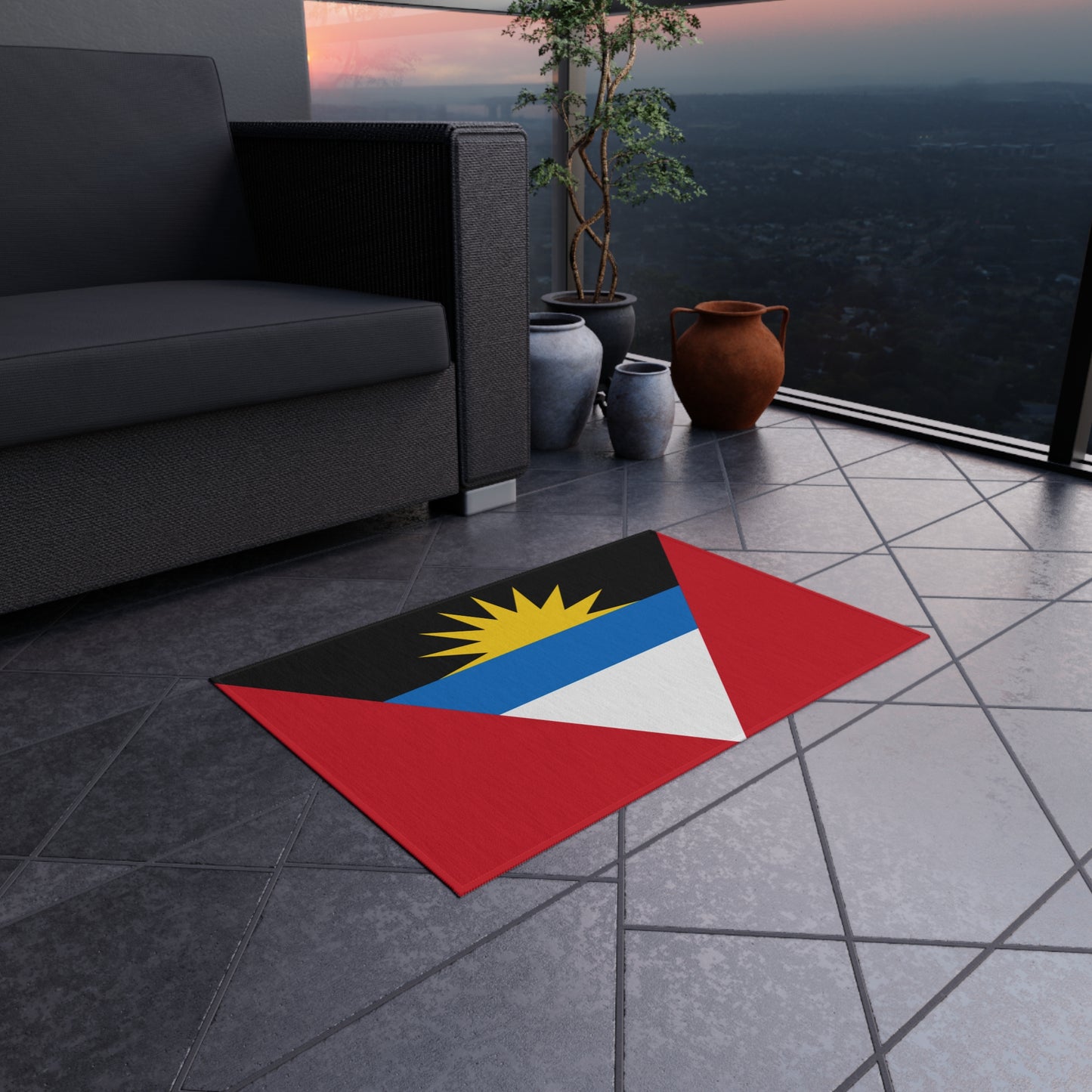 Flag Of Antigua and Barbuda Outdoor Non-Slip Door Mat | Saint John's | Antiguan Liberta | 24"x36" - Latinos 4 The World
