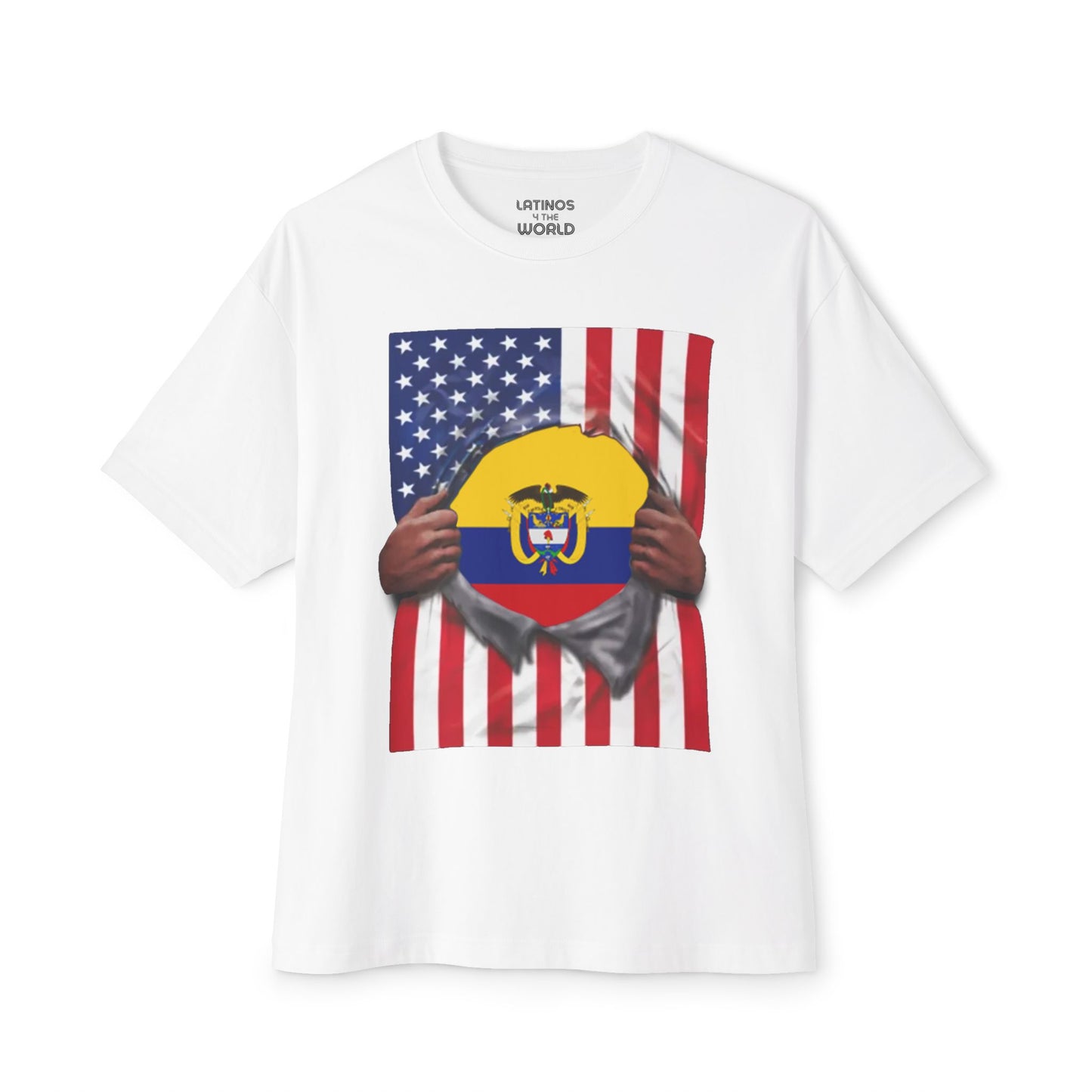 Ecuador Flag + USA Flag Pride T-shirt | Ecuadorian + American Flag Rip 4th Of July | Funny Viral Latino Tees | Unisex - 4 Colors - Latinos 4 The World