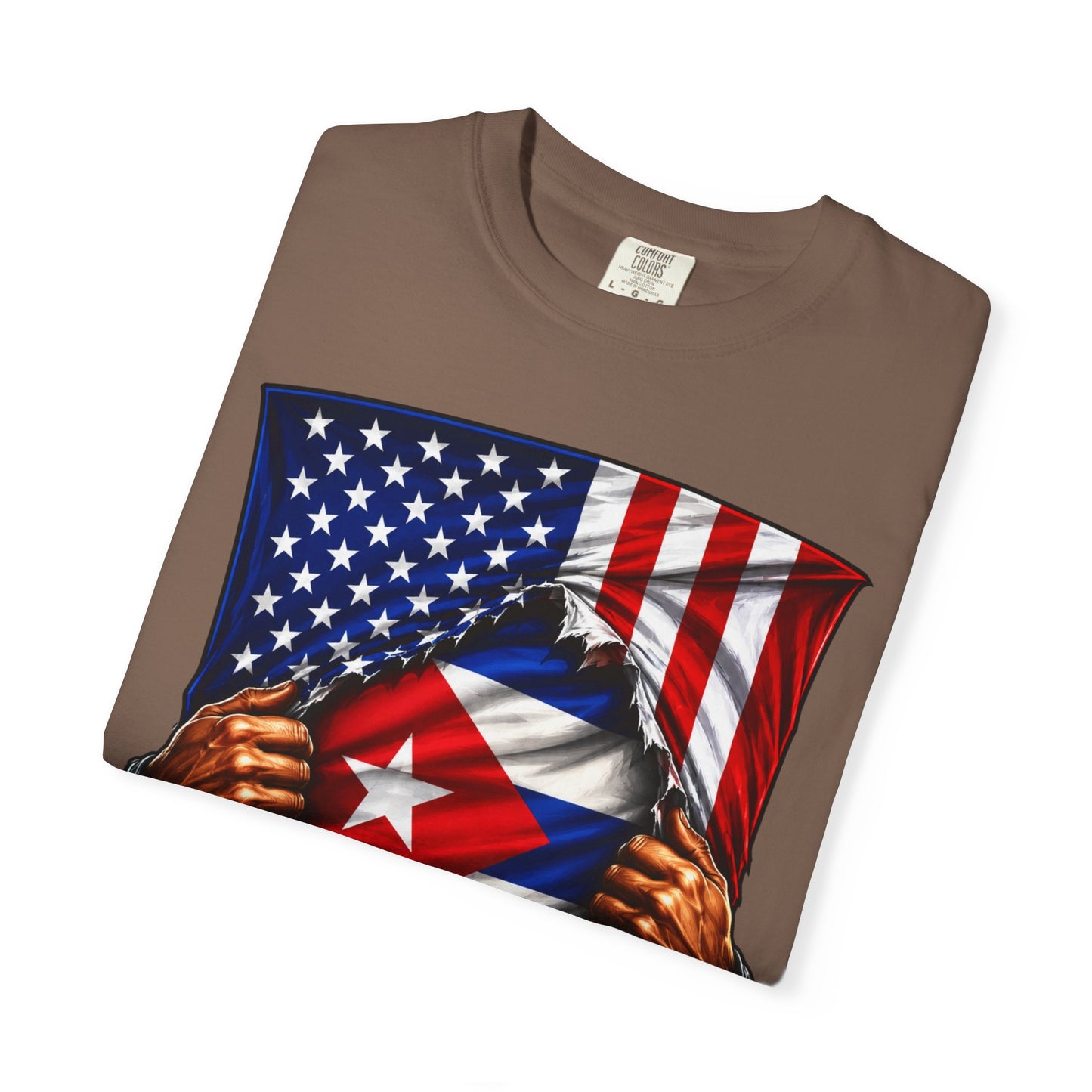 Cuba Flag + USA Flag Heritage T-shirt | Cuban + American Culture 4th Of July | Funny Viral Latino Tees | Heavyweight Cotton