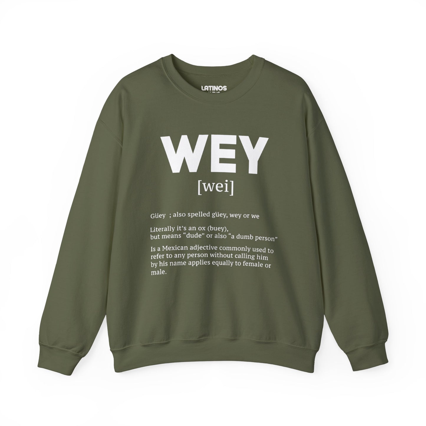 Wey Guey Definition Crewneck Sweatshirt | Funny Latino Fleece-Lined Crewneck | 3 Colors Available - Latinos 4 The World