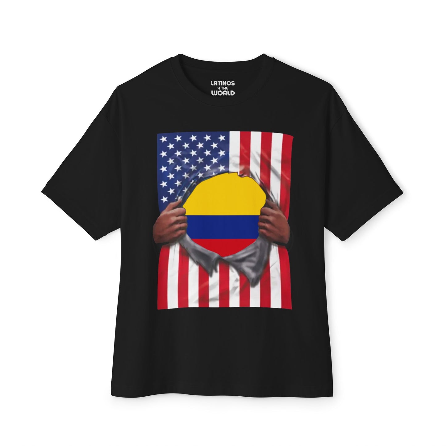 Colombia Flag + USA Flag Pride T-shirt | Colombian + American Flag Rip 4th Of July | Funny Viral Latino Tees | Unisex - 4 Colors - Latinos 4 The World