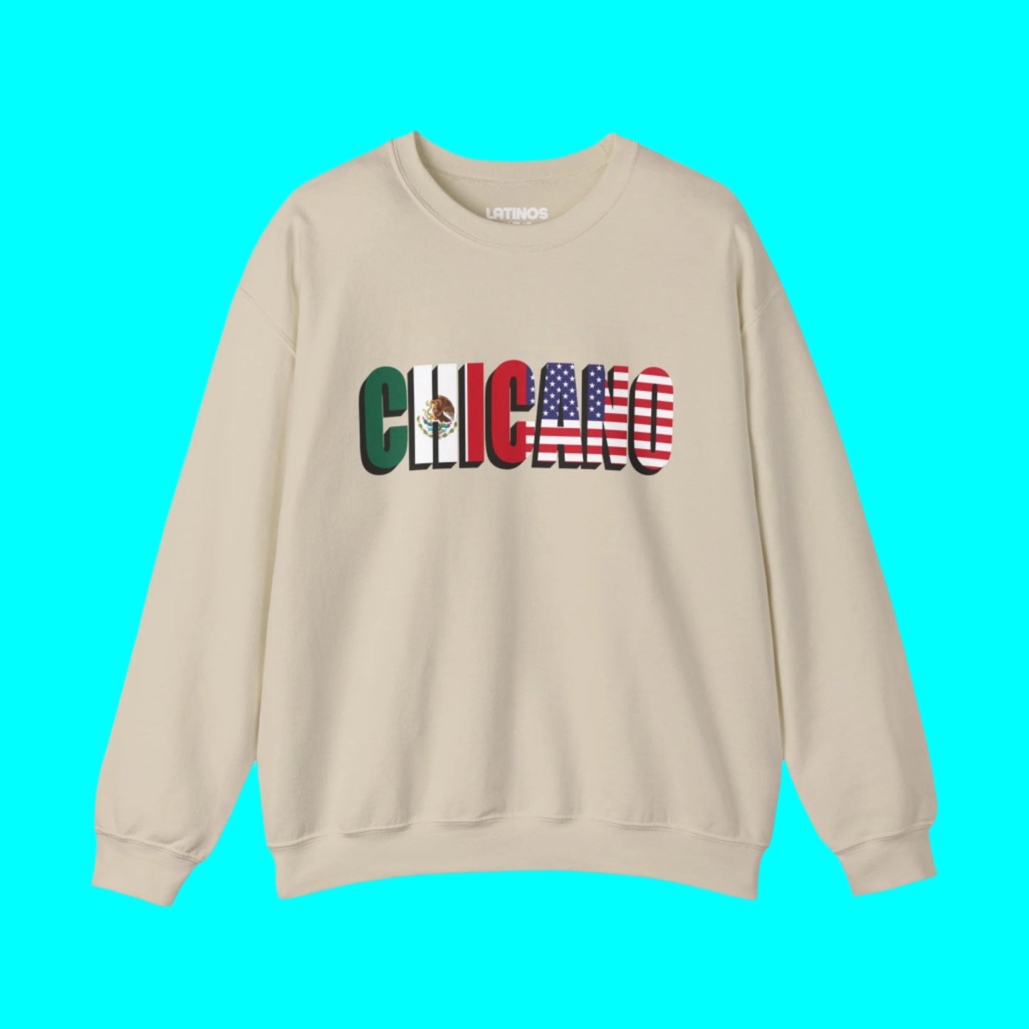 CHICANO Mexico and USA Flag Fleece-Lined Crewneck Sweater | American Pride 4th Of July | Funny Viral Latino