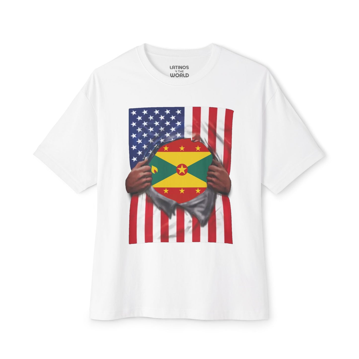 Grenada + USA Flag T-shirt | Grenadian + American Flag Rip 4th Of July | Funny Latino Tees | 4 Colors - Latinos 4 The World