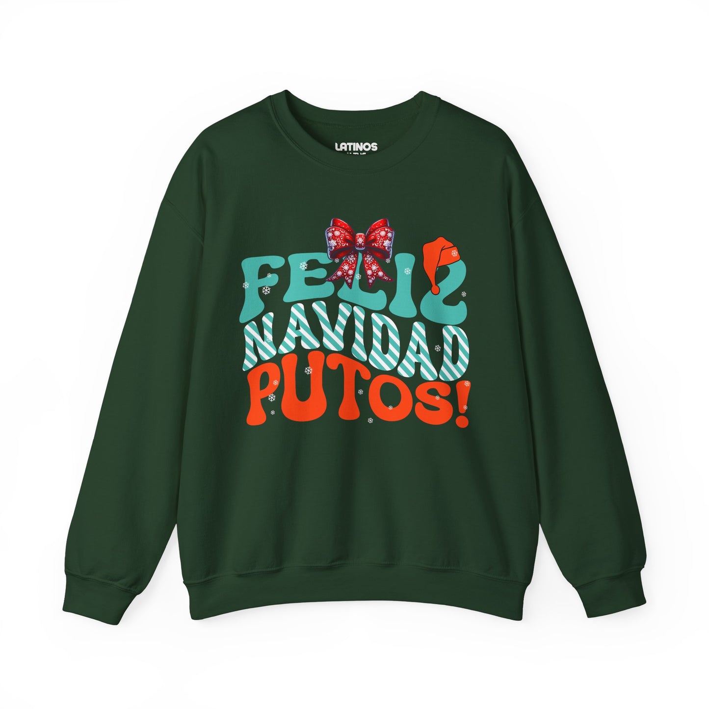 Feliz Navidad Putos! Christmas Comfy Crewneck Sweater | Latino Holiday 3 Colors - Latinos 4 The World