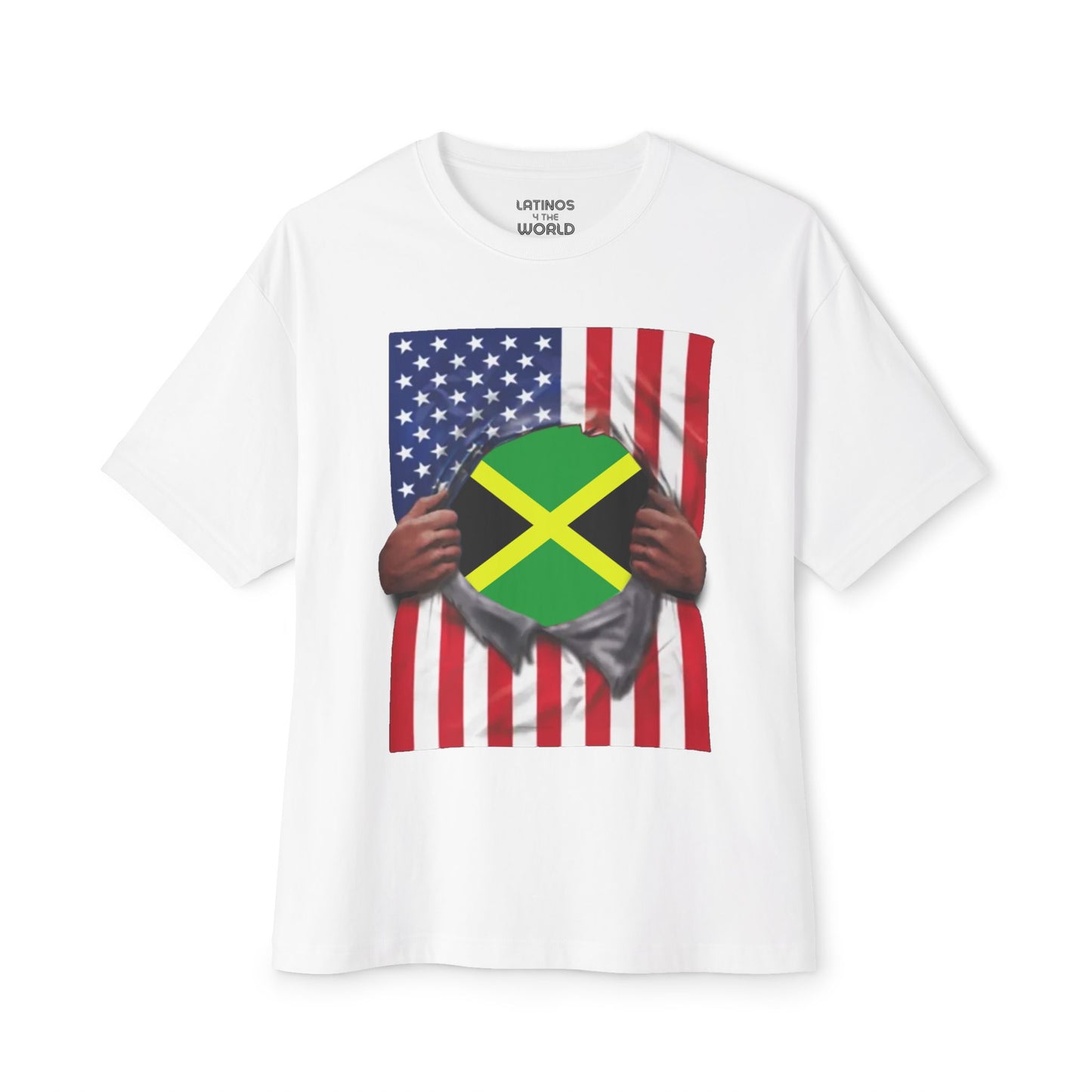 Jamaica Flag + USA Flag Pride T-shirt | Jamaican + American Flag Rip 4th Of July | Funny Viral Latino Tees | Unisex - 4 Colors - Latinos 4 The World