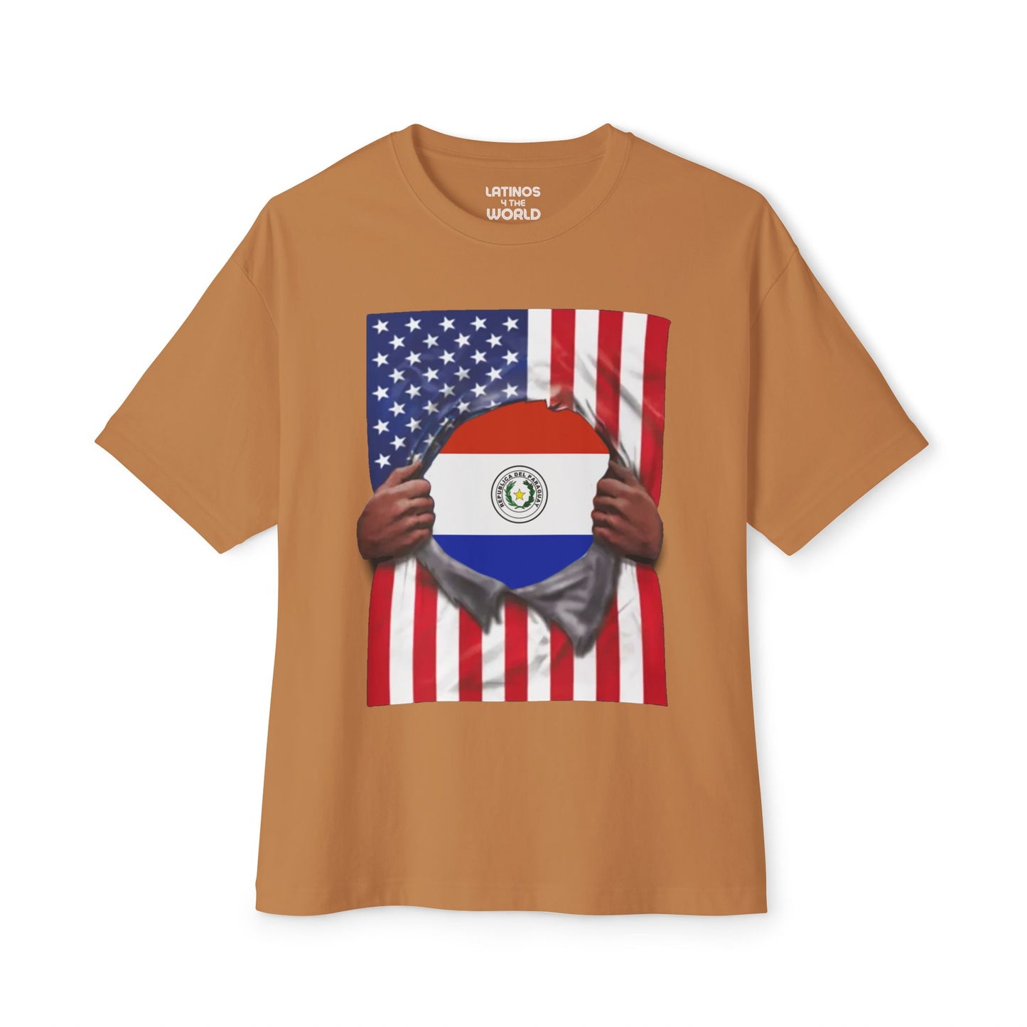 Paraguay Flag + USA Flag Pride T-shirt | Paraguayan + American Flag Rip 4th Of July | Funny Viral Latino Tees | Unisex - 4 Colors - Latinos 4 The World
