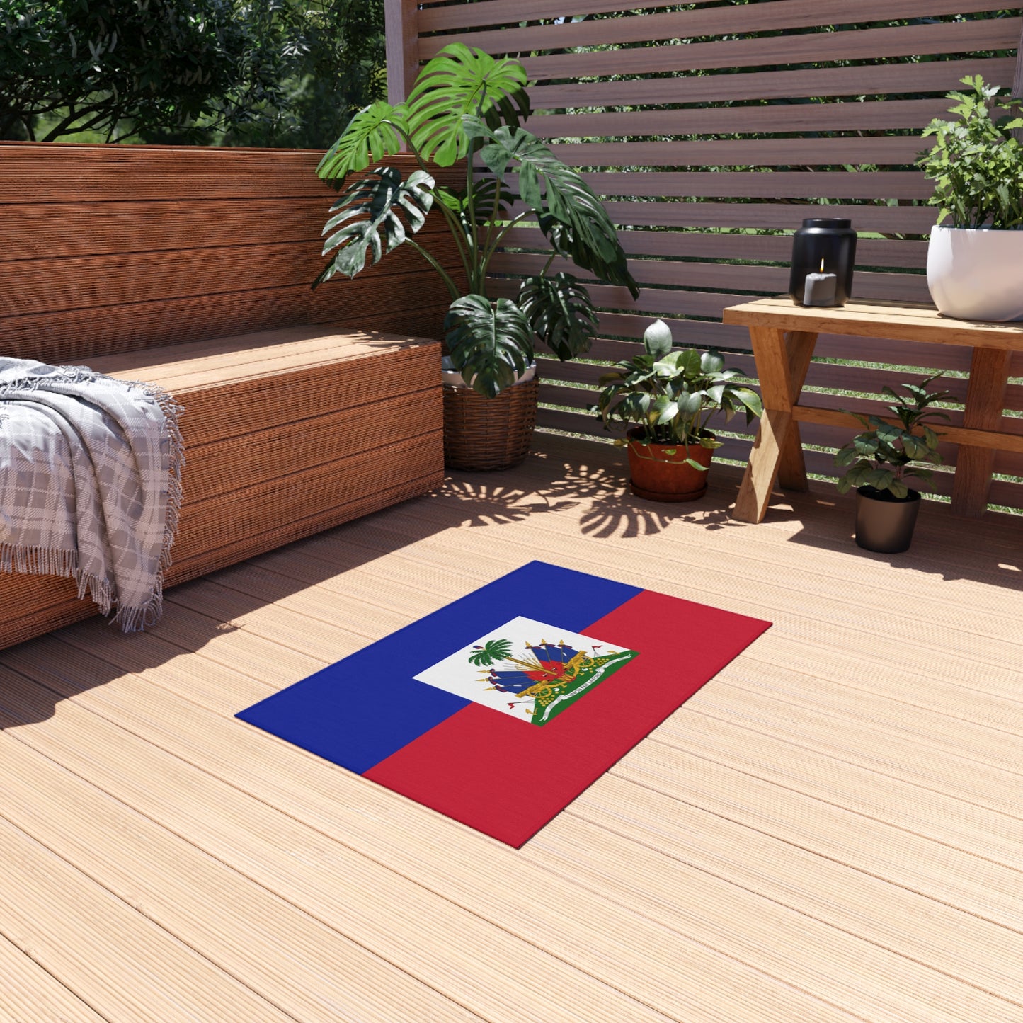 Flag Of Haiti Outdoor Non-Slip Door Mat | Port-Au-Prince | Carrefour | Delmas 73 | 24"x36" - Latinos 4 The World