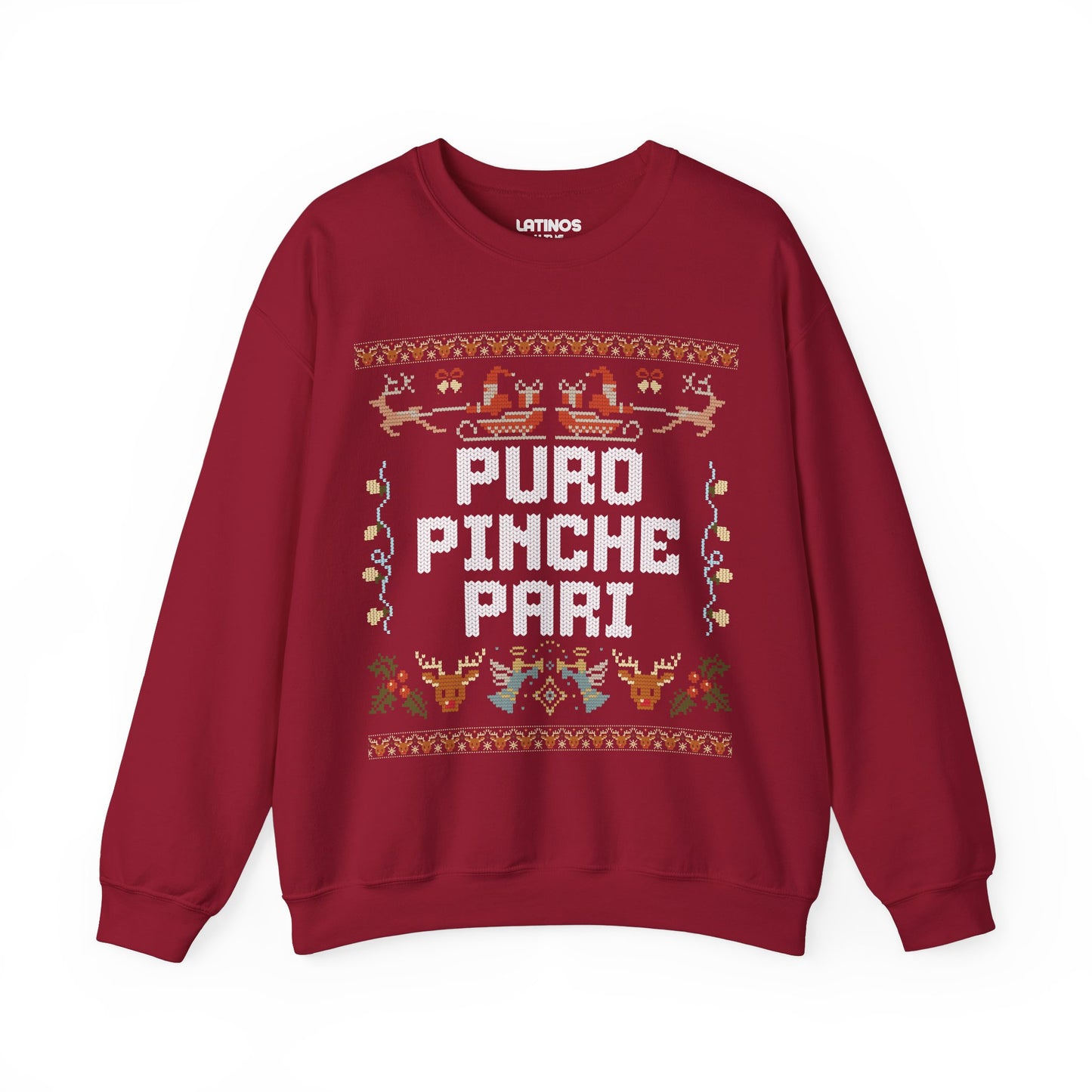 Puro Pinche Pari Chingo Latino Ugly Christmas Sweater | Funny Bling | 3 Colors - Latinos 4 The World
