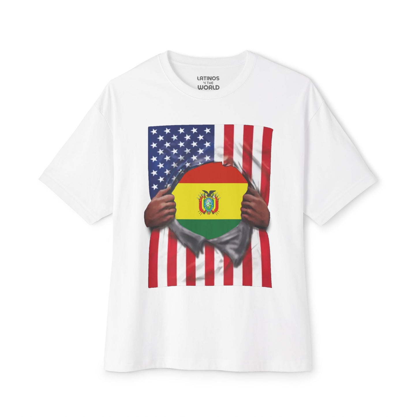 Bolivia Flag + USA Flag Pride T-shirt | Bolivian + American Flag Rip 4th Of July | Funny Viral Latino Tees | Unisex - 4 Colors - Latinos 4 The World