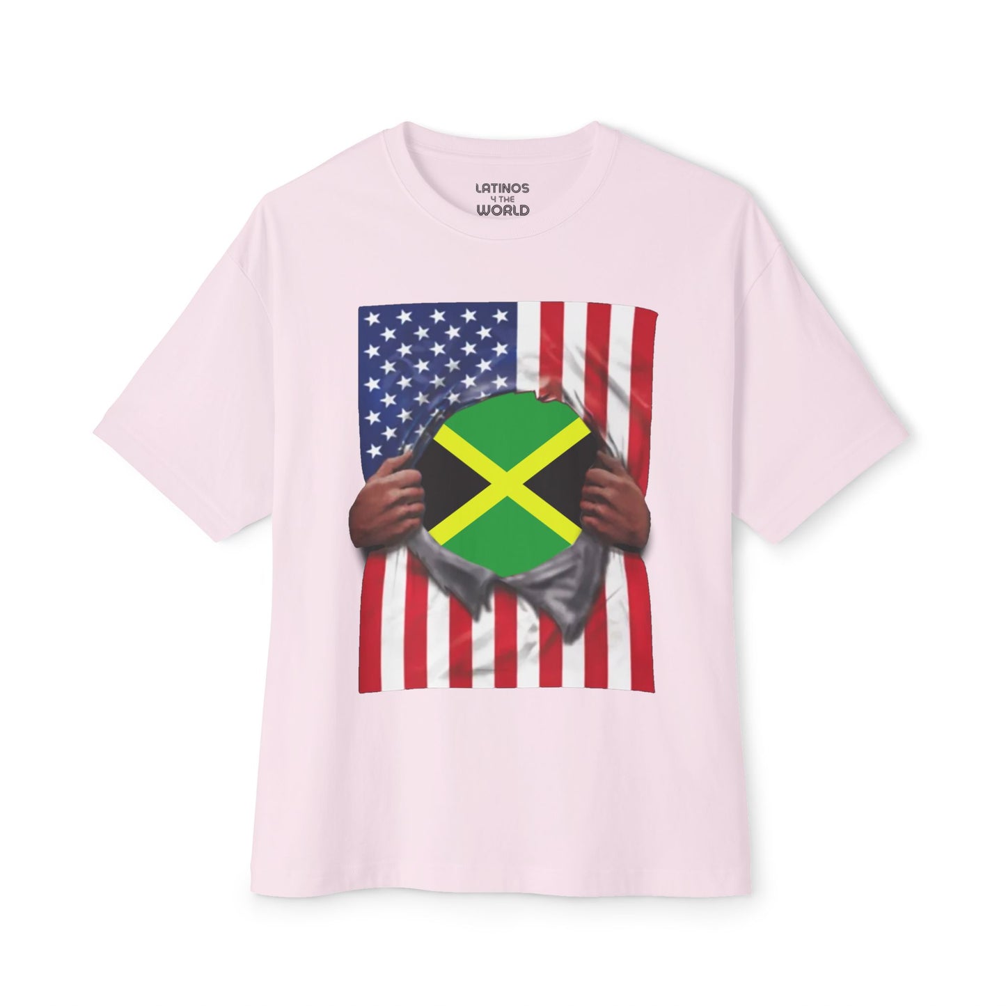 Jamaica Flag + USA Flag Pride T-shirt | Jamaican + American Flag Rip 4th Of July | Funny Viral Latino Tees | Unisex - 4 Colors - Latinos 4 The World