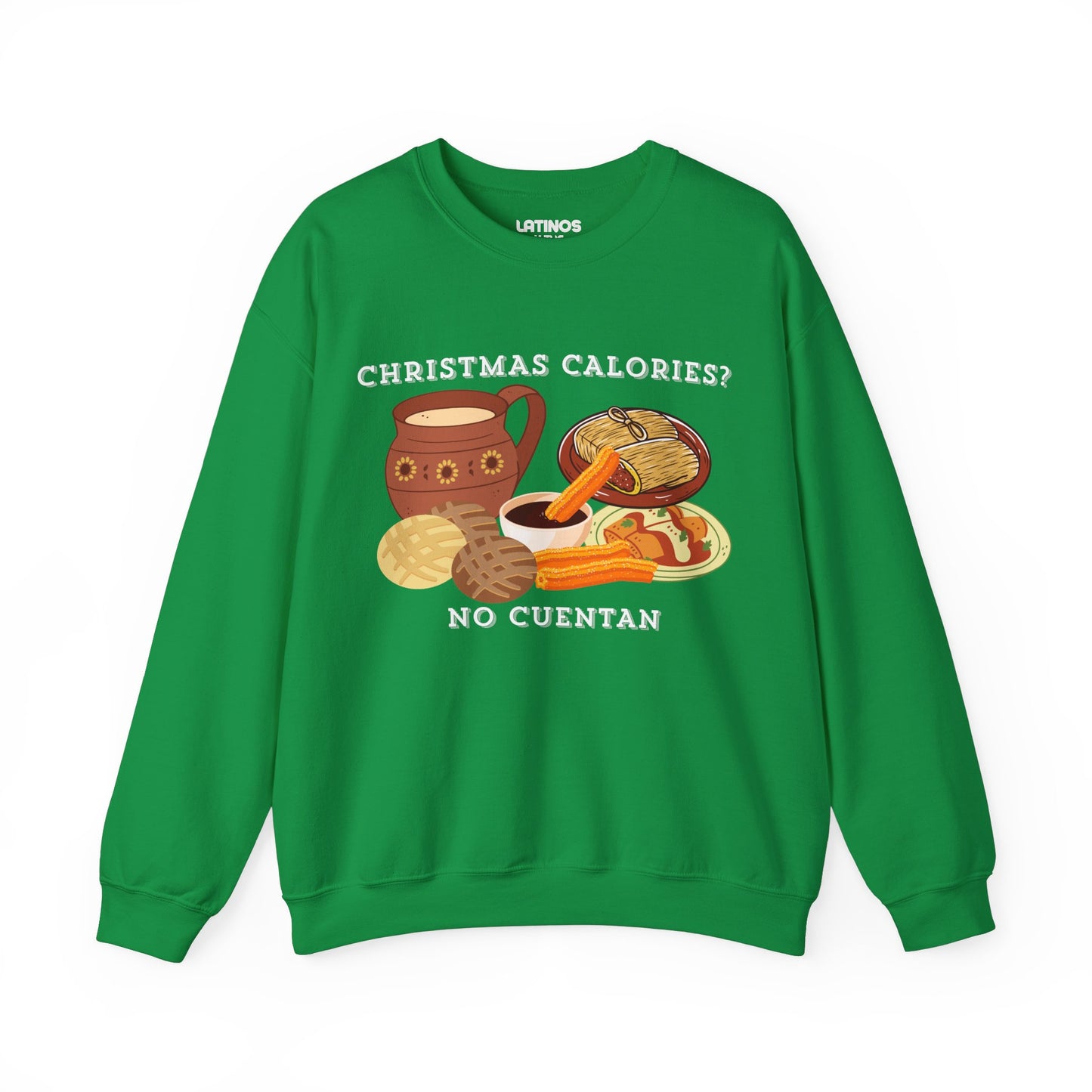 Christmas Calories No Cuentan Comfy Crewneck Sweater | Latino Holiday | 3 Colors - Latinos 4 The World